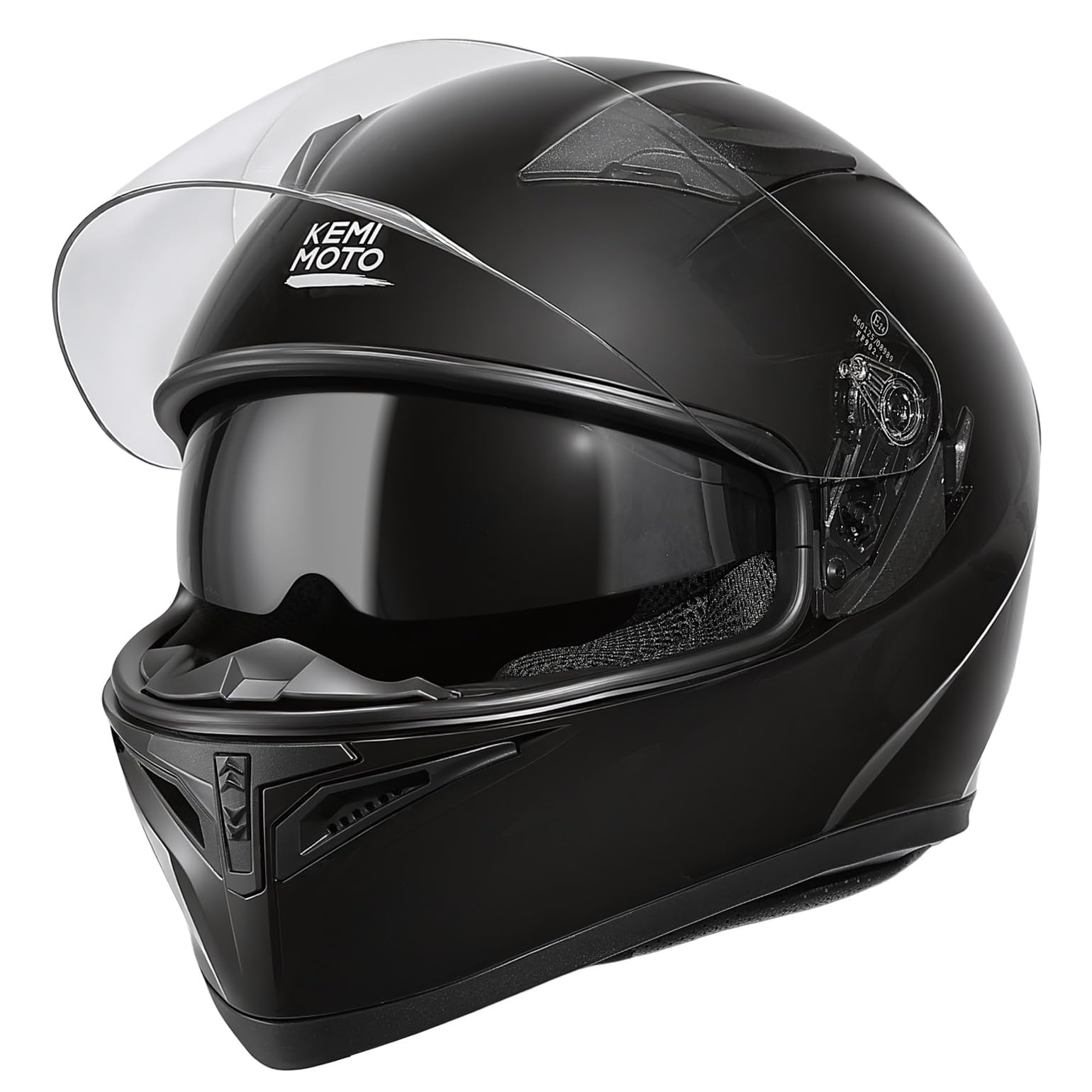 KEMIMOTO Kask integralny ze zintegrowaną osłoną przeciwsłoneczną, certyfikat ECE-R22.06, skorupa ABS, pasuje do motocykli i skuterów