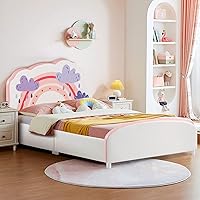 Vista 16 de Costzon Marcos de cama individual para niños, plataforma de cama individual tapizada de madera con soporte de listones, cabecera y pie de cama