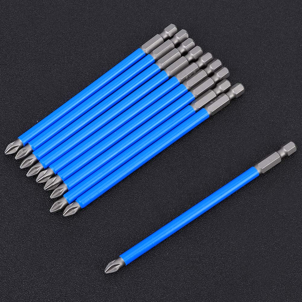 Juego de Puntas de Destornillador, Brocas de Cabeza Phillips, Brocas de Cruz magnéticas Resistentes, 10 Piezas, Antideslizantes, de Acero de aleación S2, para Destornilladores eléctricos manuales