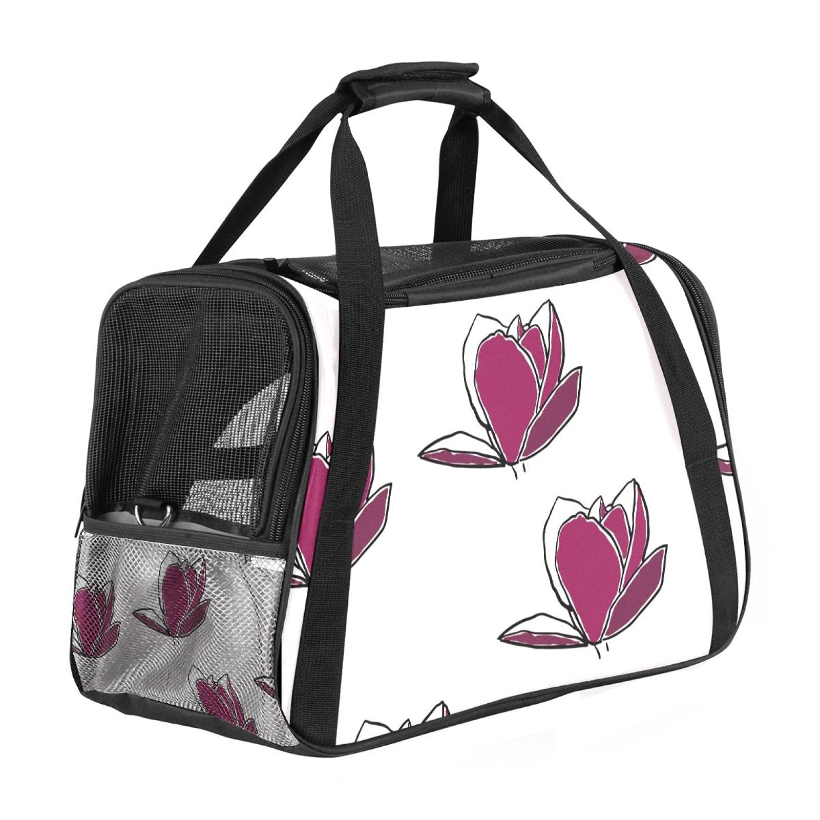 Sac de transport pour chat et chien | Sac avion pliable à motif fleurs