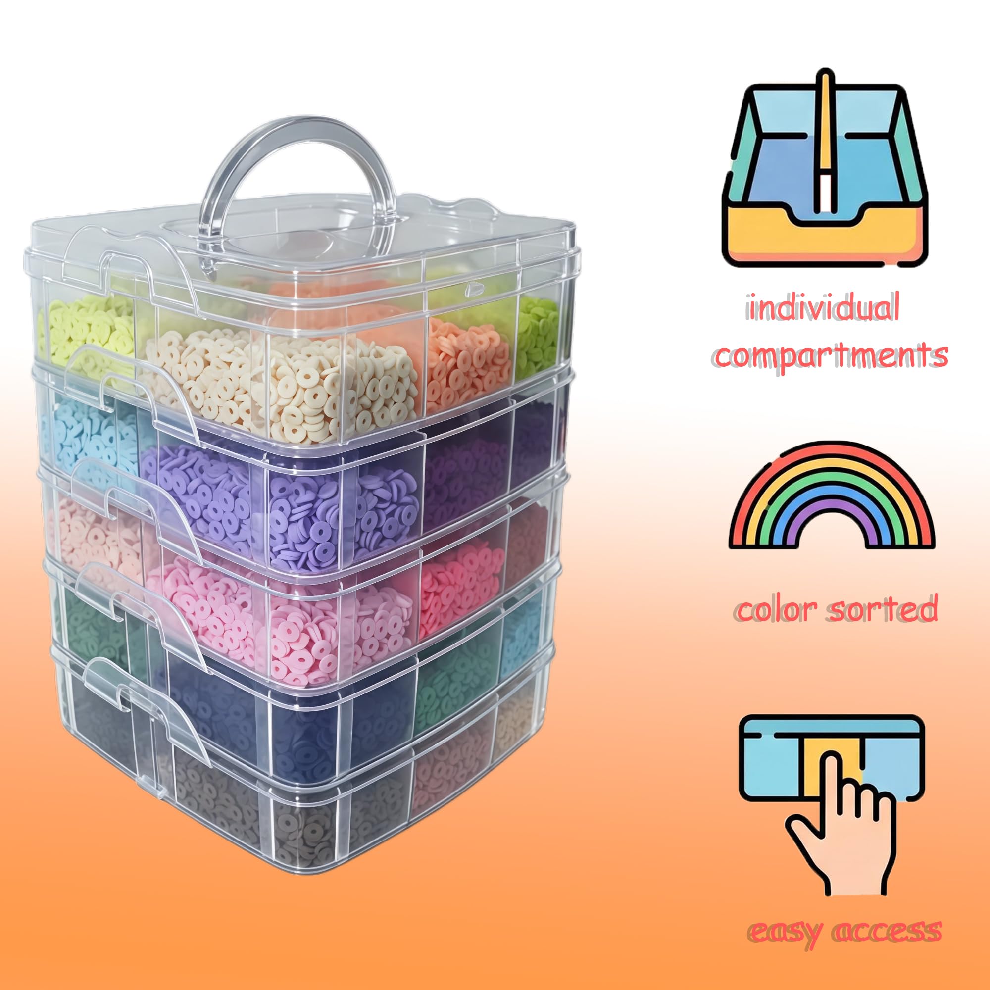 YMSDZHL Juego de 45000 pulseras de cuentas de arcilla, 30 cuentas planas de colores para hacer joyas de amistad, cuentas Heishi de polímero con abalorios, regalos para adolescentes y niñas