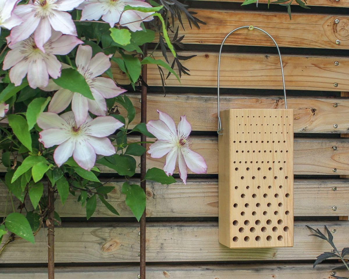 Insektennisthilfe Kombi-Satz 2 Stück - Insektenhotel mit Lehm & Schilf + Nistblock aus Hartholz Naturschutzprodukt
