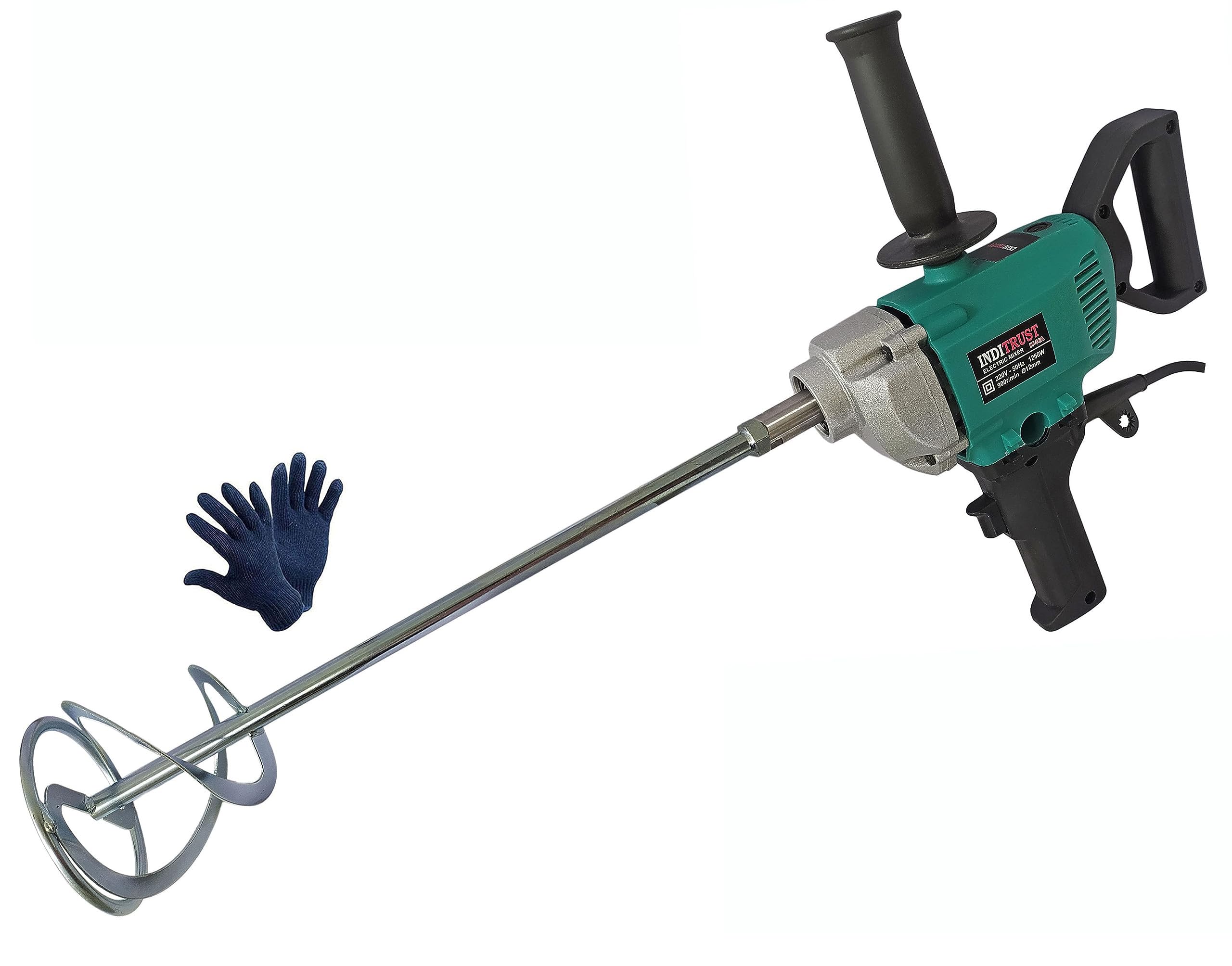 Inditrust 1250W 6 MONTHS WARRANTY Paint mixer Electric Multi Purpose Stirring Machine for Mixing Putty/Cement/Paint (WITH 1 ROD SPIRAL TYPE) 100% Copper Winding 900 RPM-image-24