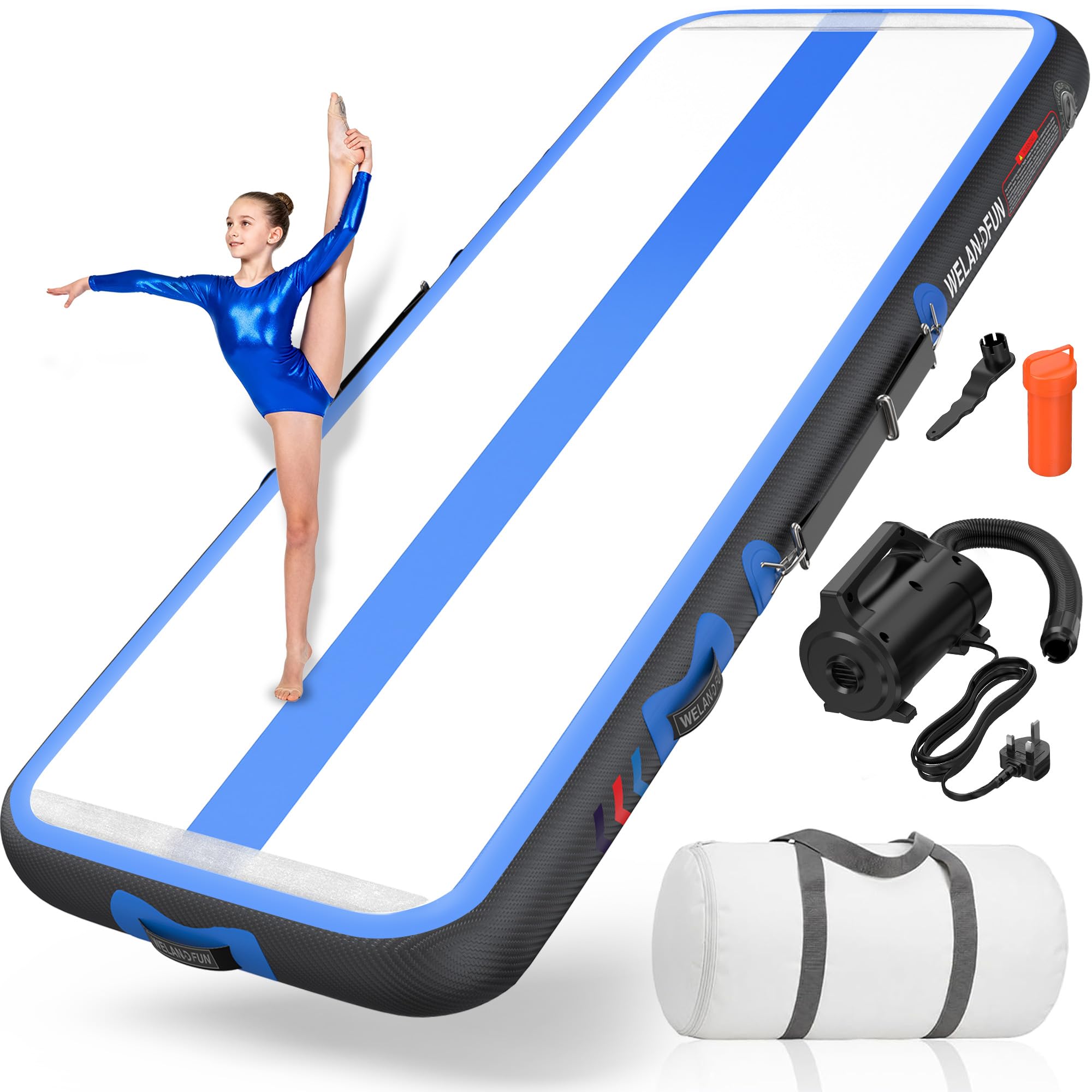 WelandFun Air Training Mats 10ft/13ft/16ft/20ft Inflatable Gymnastics Tumbling Mat 4/6/8 inchs Thickness Mats for Home Use/Gym/Yoga/Training/Cheerleading/Outdoor/Beach/Park wih Electric Air Pump — image 1