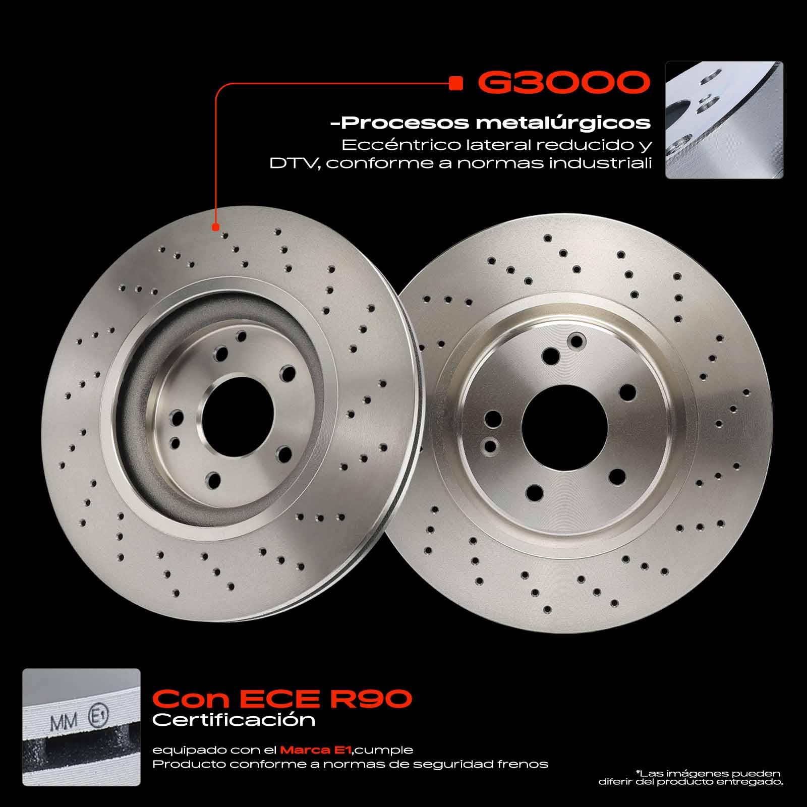 Frankberg 2 discos de freno delanteros ventilados Ø330 mm A2034211312 | Compatible con: Clase C Modelo T S203, SLK R171, CLK Cabriolet A209, CLK C209, Clase C W203
