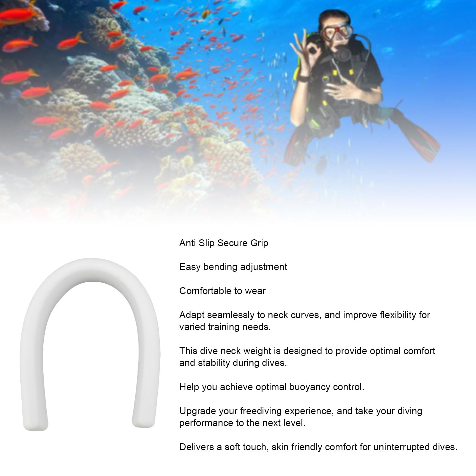Cocoarm Peso para el Cuello de Buceo Peso del Cuello para Apnea de Silicona para Entrenamiento de Profundidad en la Piscina Anillo de Control de Flotabilidad Antideslizante y Suave Al Tacto para