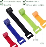 OneLeaf 60 Pcs Reusable Fastening Cable Ties with Hook and Loop, Multi-Purpose Cable Straps Wire Ties Cable Management, Adjustable Cord organizer Ties for Computer/TV/Electronics, 3 Sizes and 5 Colors