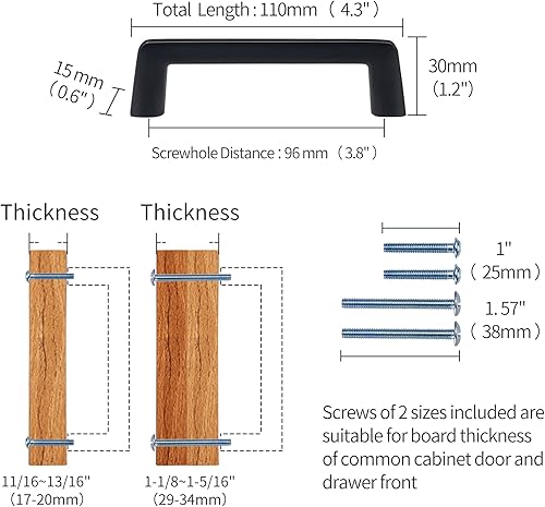 Miniatura 9 de Paquete de 2 manijas sólidas de aleación de zinc de 5 pulgadas, níquel satinado cepillado, tiradores de cajones, accesorios de muebles para
