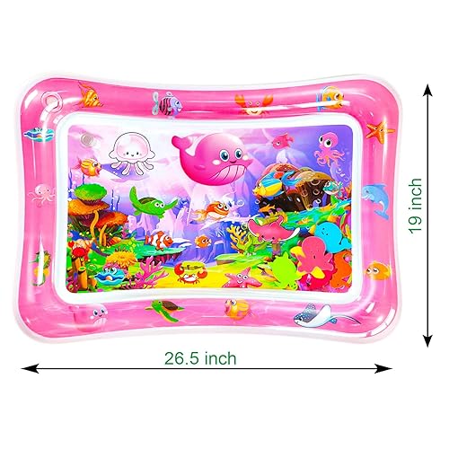 Miniatura 3 de ZHUYNXIR Tapete de juego acuático para bebés de 3 a 24 meses, fortalece los músculos de tu bebé, rosa, 27.5 x 20 pulgadas.