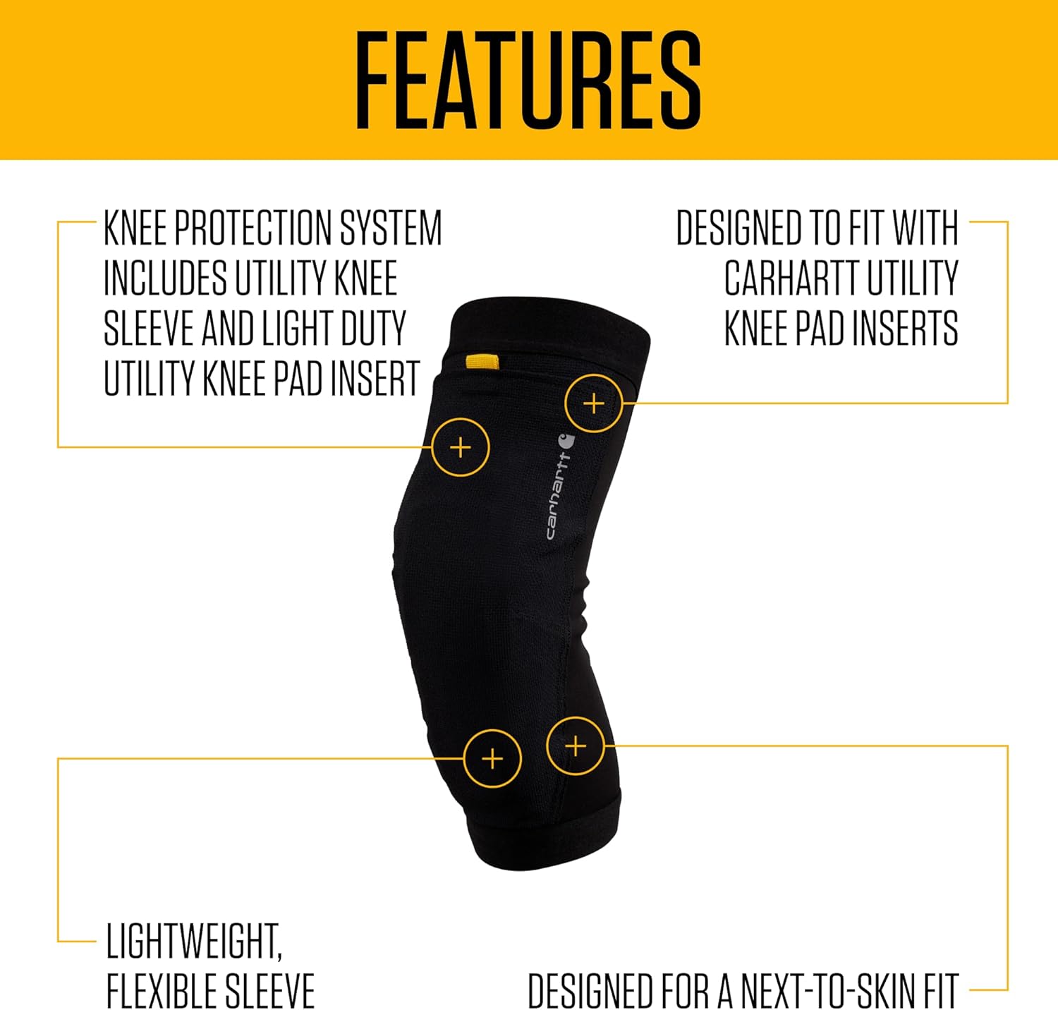 Carhartt Utility Knee Sleeve, Black, Large, KM0104U