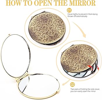 Amazon.co.jp: レトロメタルコンパクトトラベルミラー1 x/2 x拡大倍率