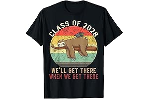 Sloth Class of 2028 Graduation Sloth Cap Funny Senior T-Shirt