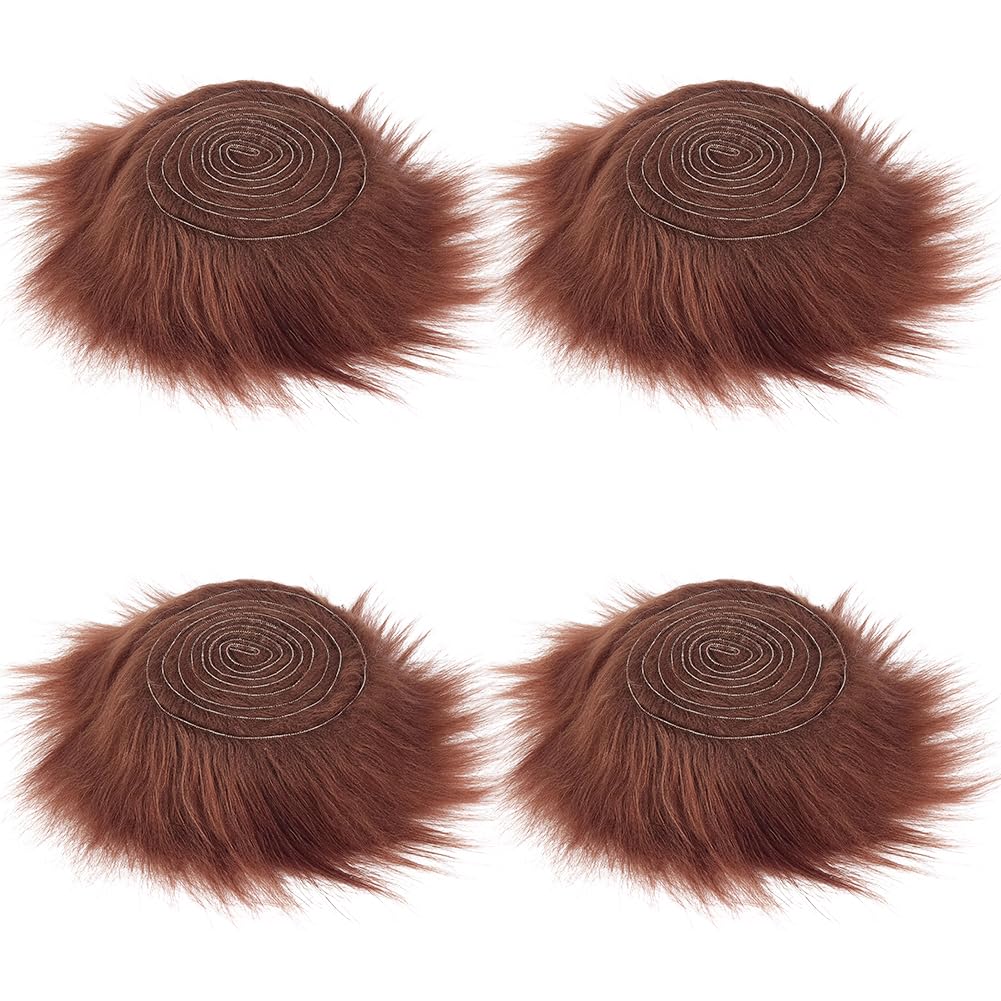 GORGECRAFT 4 Rolls 60x2 Inch Shaggy Plush Faux Fur Fabric Precut Strips Artificial Wool Gnome Beard Coconut Brown Fuzz Cuts for DIY Craft Halloween Christmas Winter Costume Cosplay Dwarf — image 1