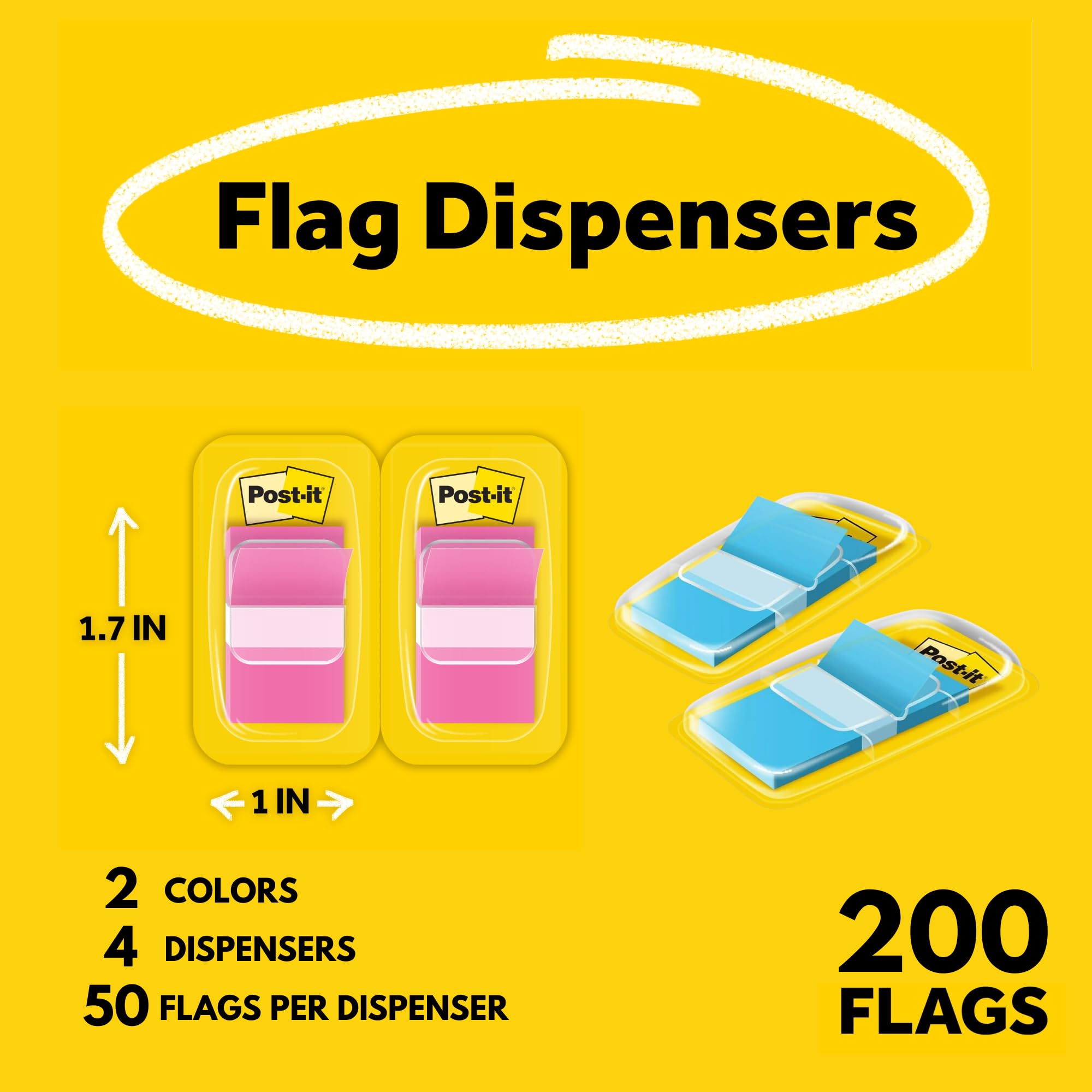 Post-it Sticky Flags Bundle -680-BB2+680-BP2- Confezione da 2, blu brillante e rosa