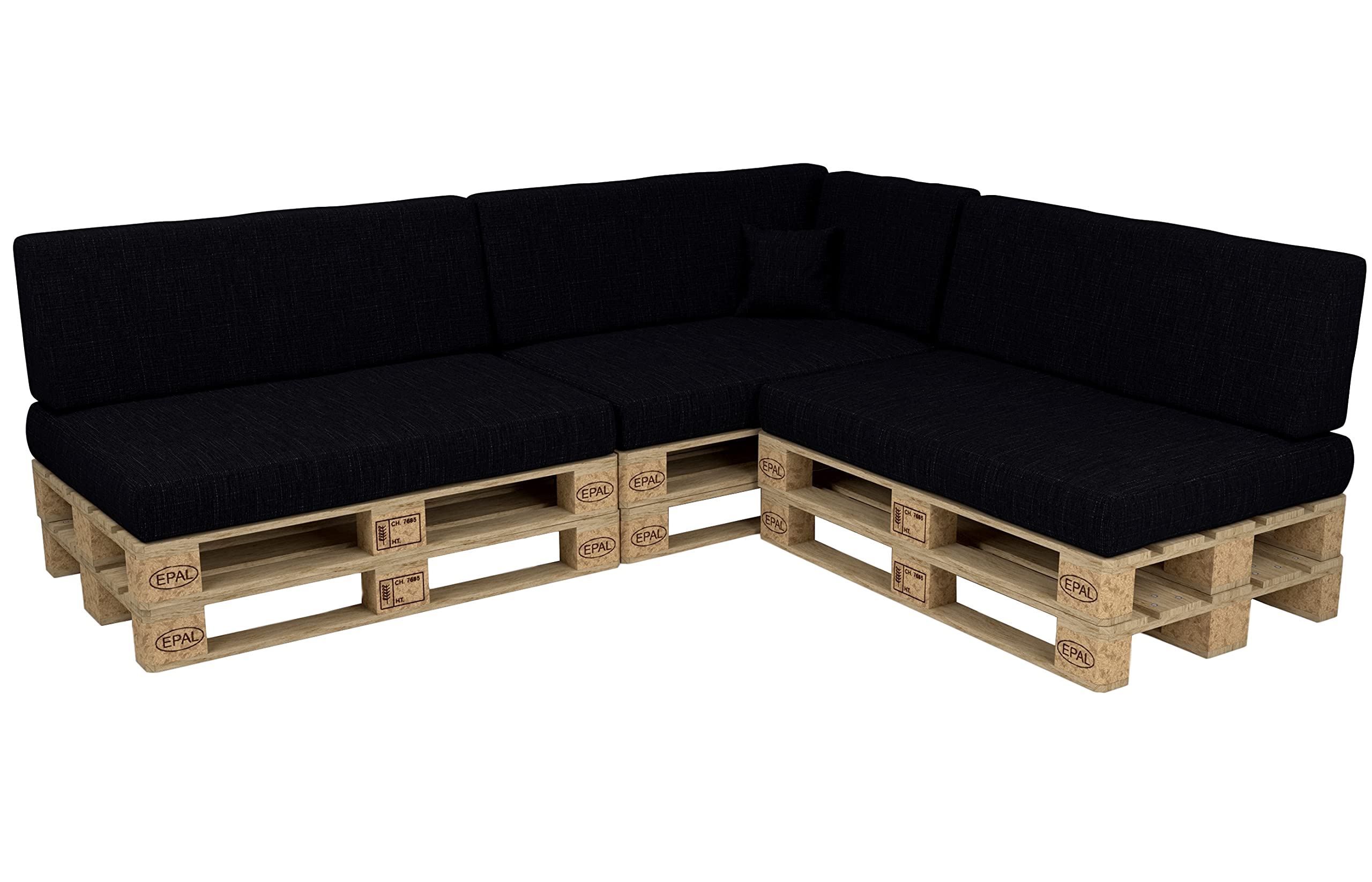 POKAR Euro Pallet Seating Set of 2: 1x seat cushion 120x80cm + 1x back cushion 120x40cm, cold foam, removable covers, Home Garden Furniture DIY, indoor outdoor pillow, without pallets, Beige — view 173