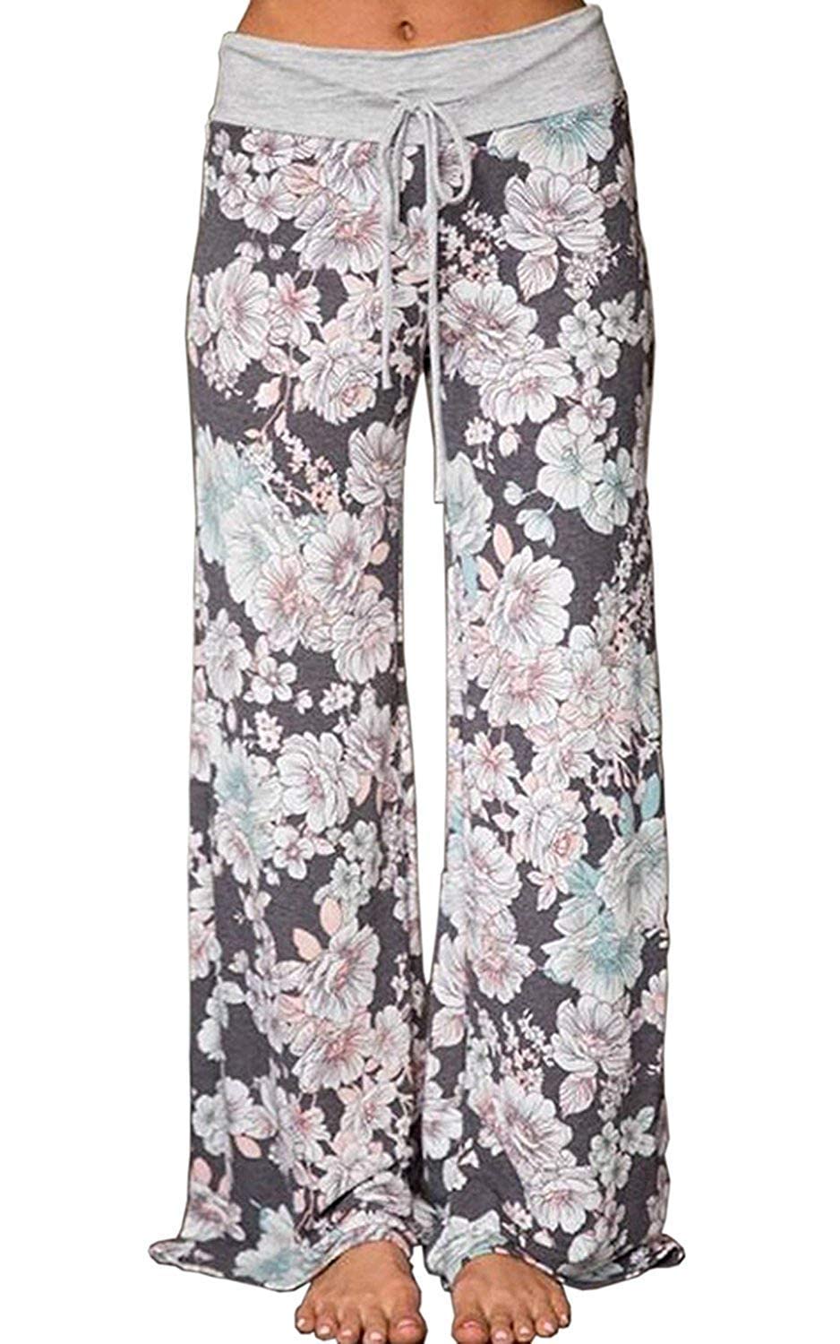 NEWCOSPLAY Women's Comfy Pajama Drawstring Wide Leg Pants