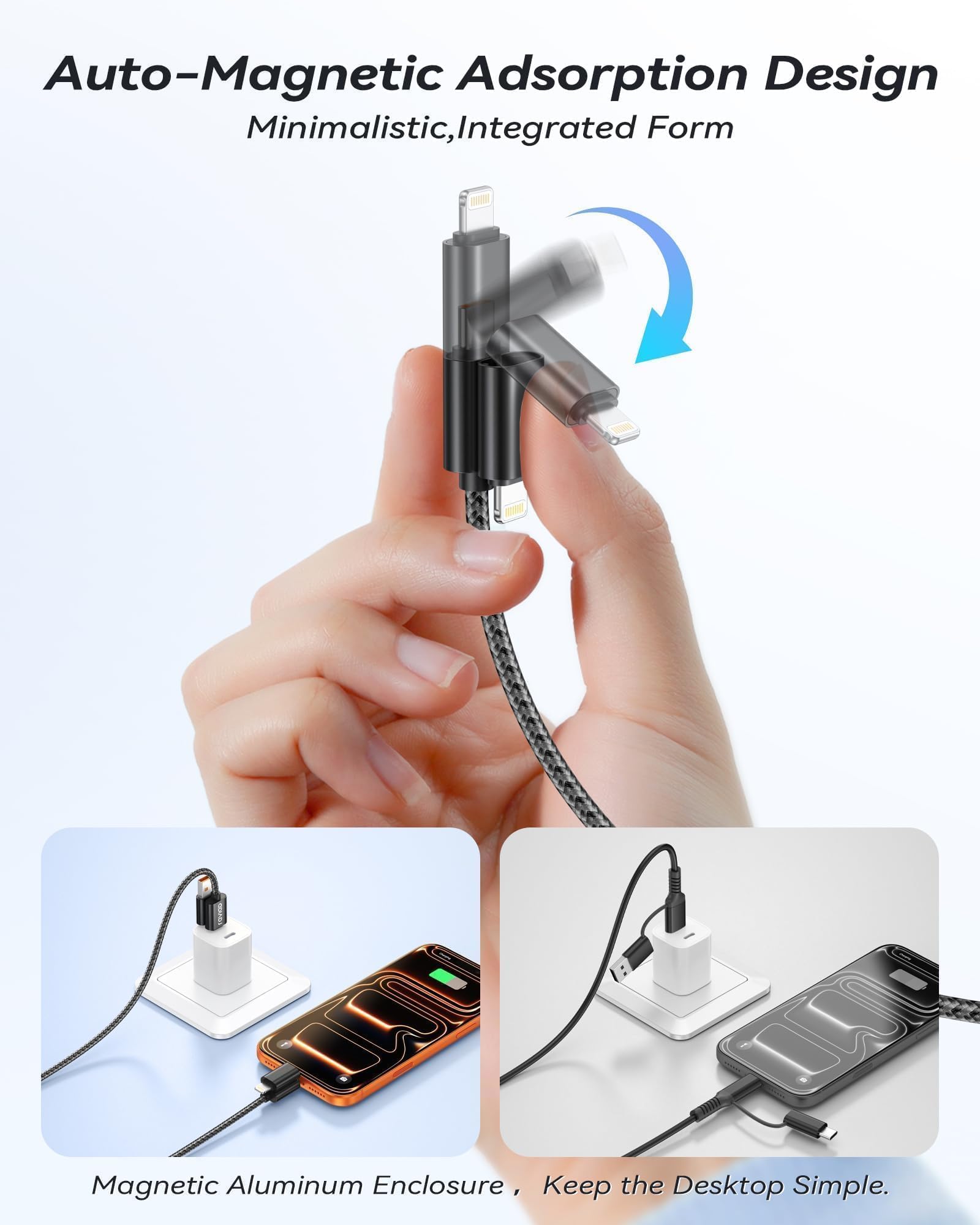 RAVIAD Multi kabel do ładowania [3 M] 4 w 1 wielokrotny kabel 100 W PD z USB C/USB A na Lightning/typ C, interfejs USB do ładowania dla iPhone 17/16/15/14 Pro, Samsung S25/S24/S23, MacBook, iPad