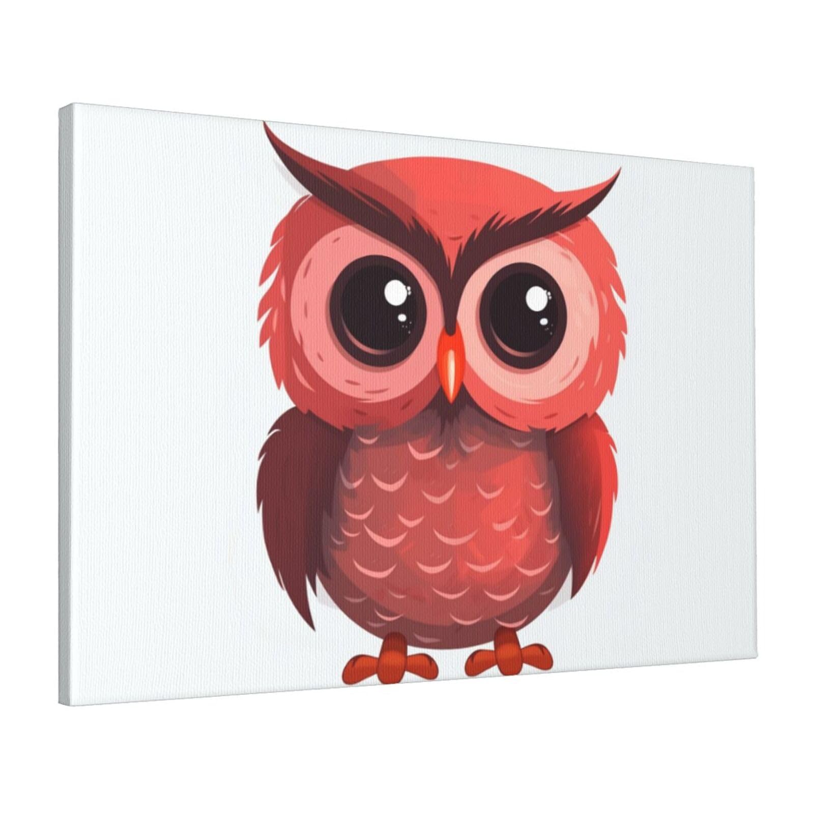 FodPand Canvas Wall Art for Living Room Wall Decor 16"x24" Modern Artwork Painting Pictures Hanging Canvas Prints Cute red owl Aesthetic Wall Art for Bedroom Bathroom Office Wallart Decor
