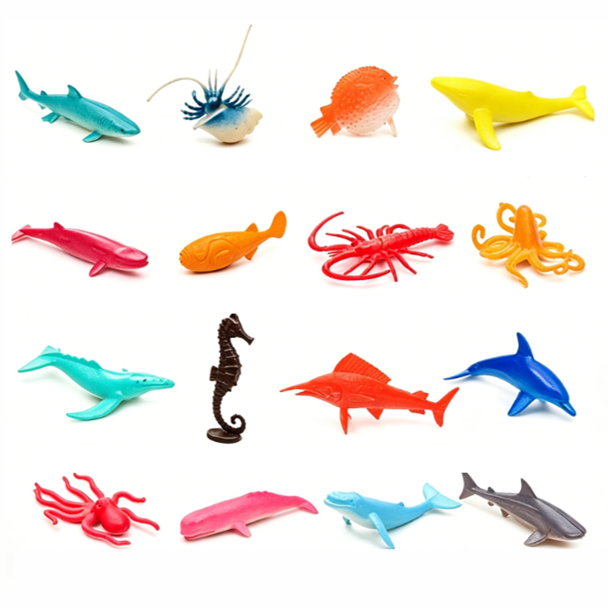 MIGIFTDY 16 PCS Realistic Sea Animals Toys, Ocean Creatures Figures & Plastic Animal Figures, Small World Toys, Bath & Cake Topper Favors for Toddlers Kids Boys Girls