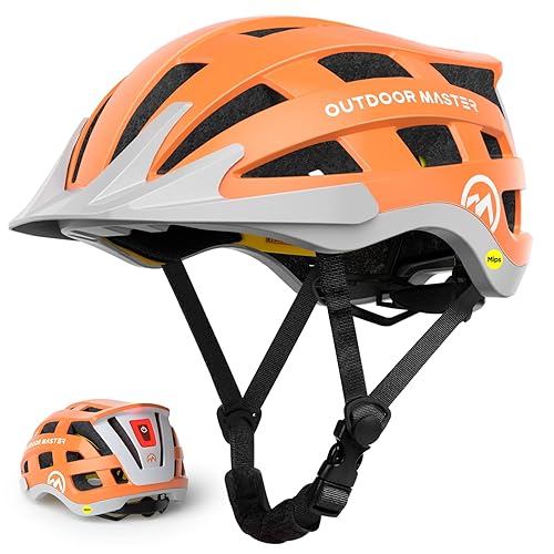 OutdoorMaster Gem II MIPS Bike Helmet with Light - Lightweight Cycling Helmet,Mountain Road Bicycle Helmet for Youth & Adult