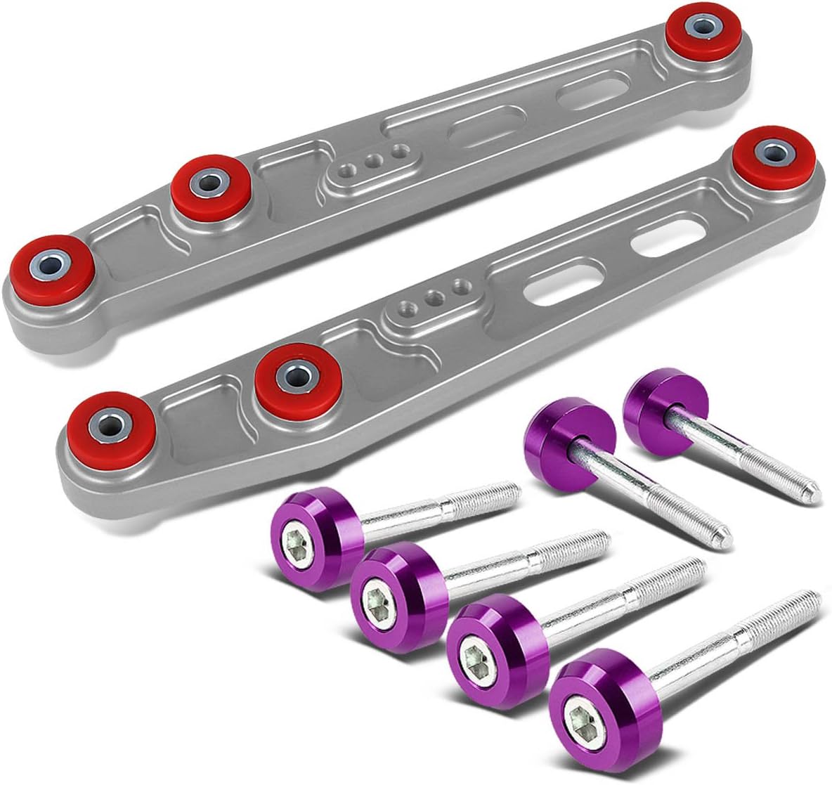 Auto Dynasty Compatible with Civic EJ EG/Integra DB DC Type-2 Rear Lower Control Arm Suspension Bar (Silver) + Washer Kit, Purple