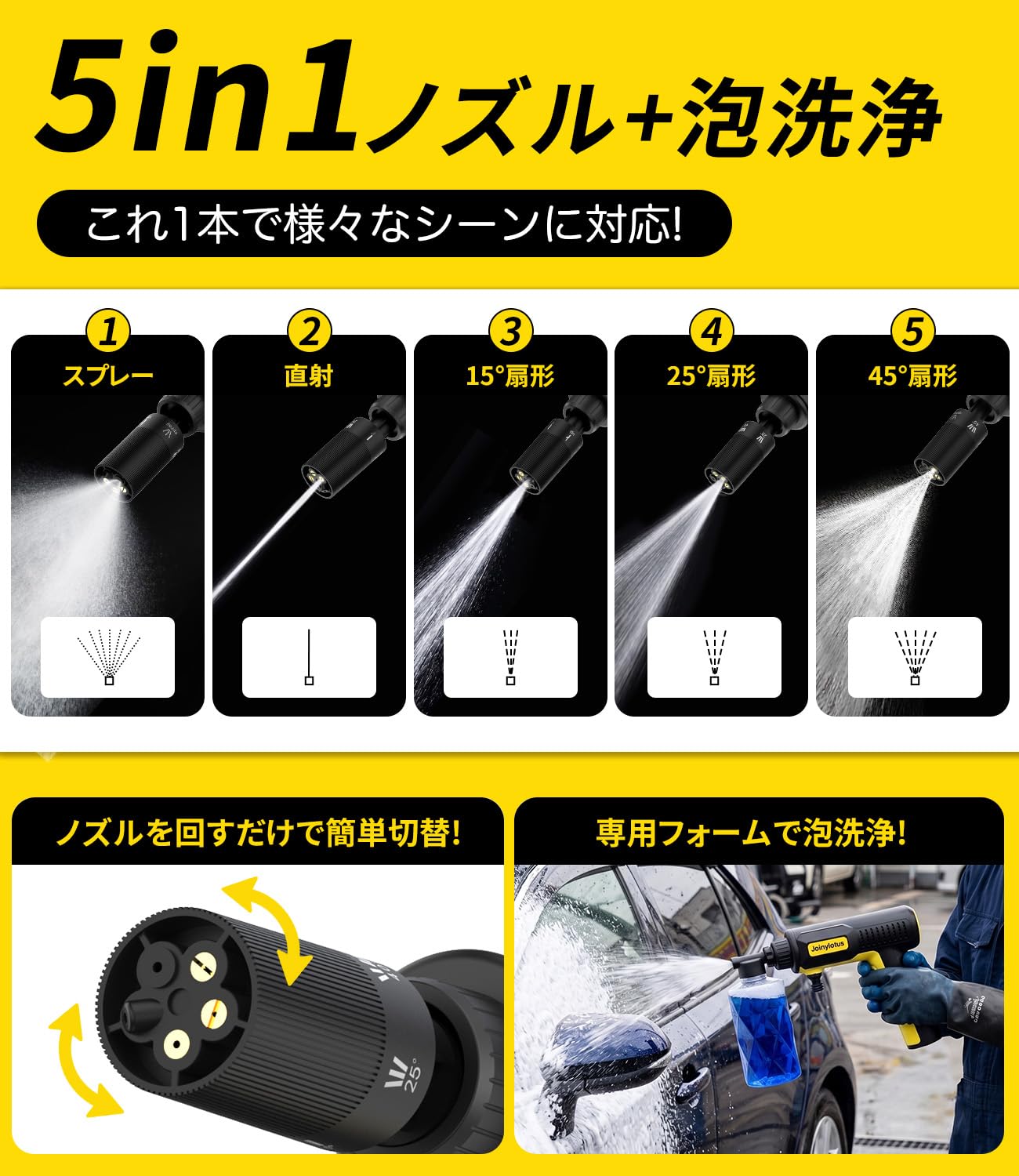 Amazon | 高圧洗浄機【2026 折りたたみ式】 コードレス 10MPa強力噴射