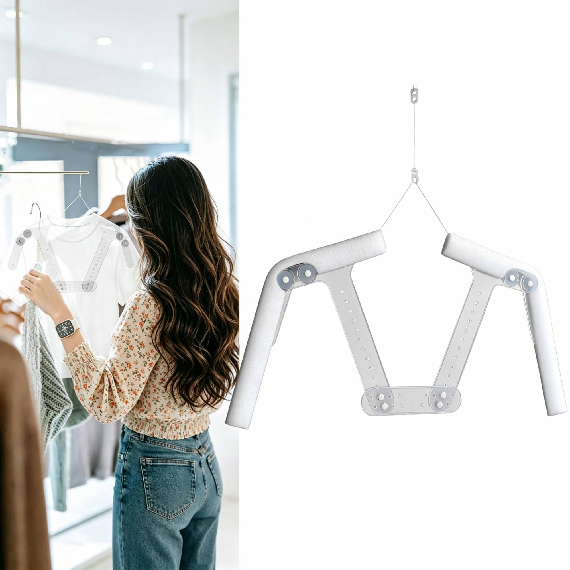 Mannequin Dress Form Clear Clothes Hangers, Acrylic Hang Clothes Holder, Adjustable Clothes Garment Rack, Gown Display Support Holder for Retail, Boutique, Model Torso (Size : Unisex)