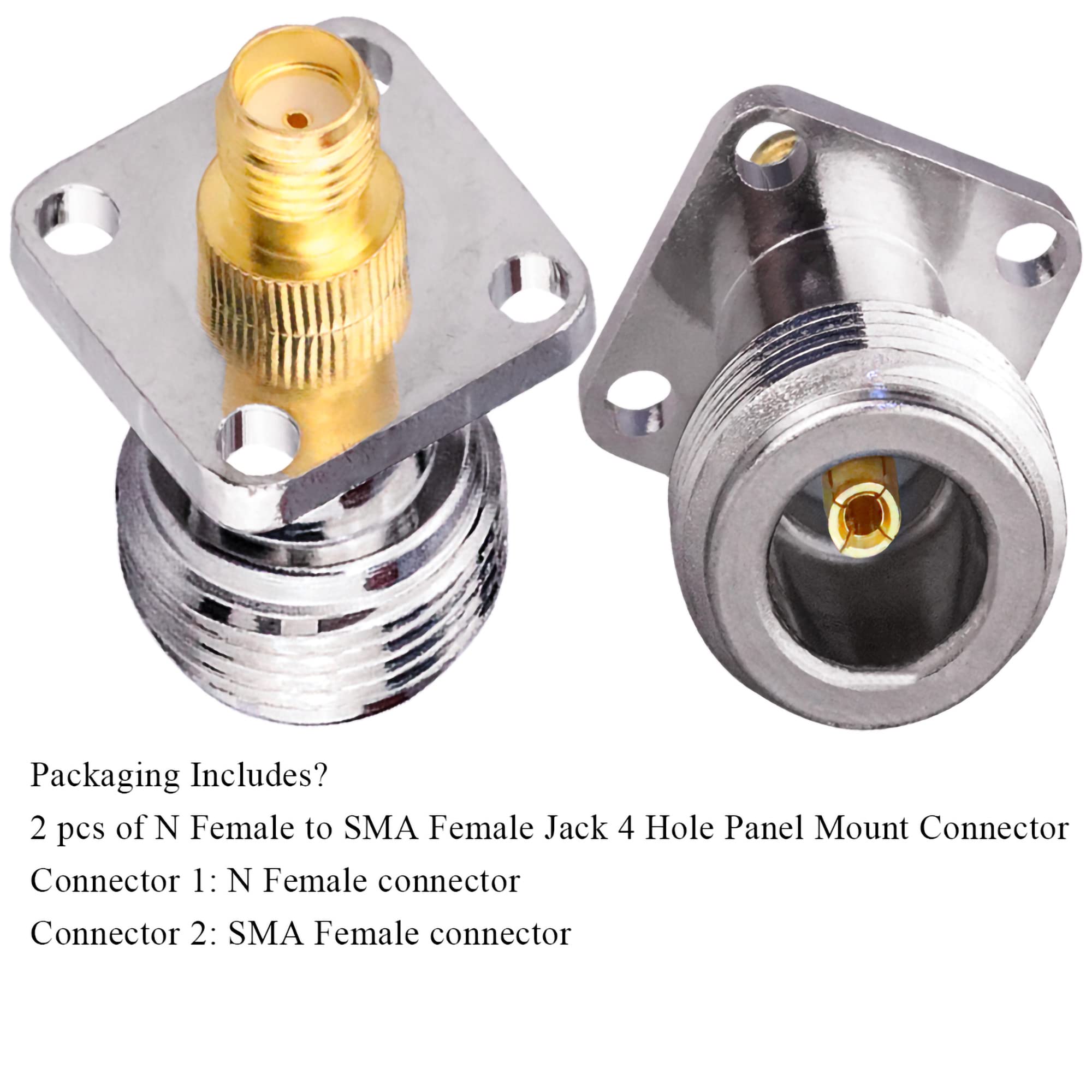 TUOLNK N Hembra a SMA Hembra Montaje en Panel 4 Orificios 17,5 mm Conector coaxial para Antenas RF WiFi