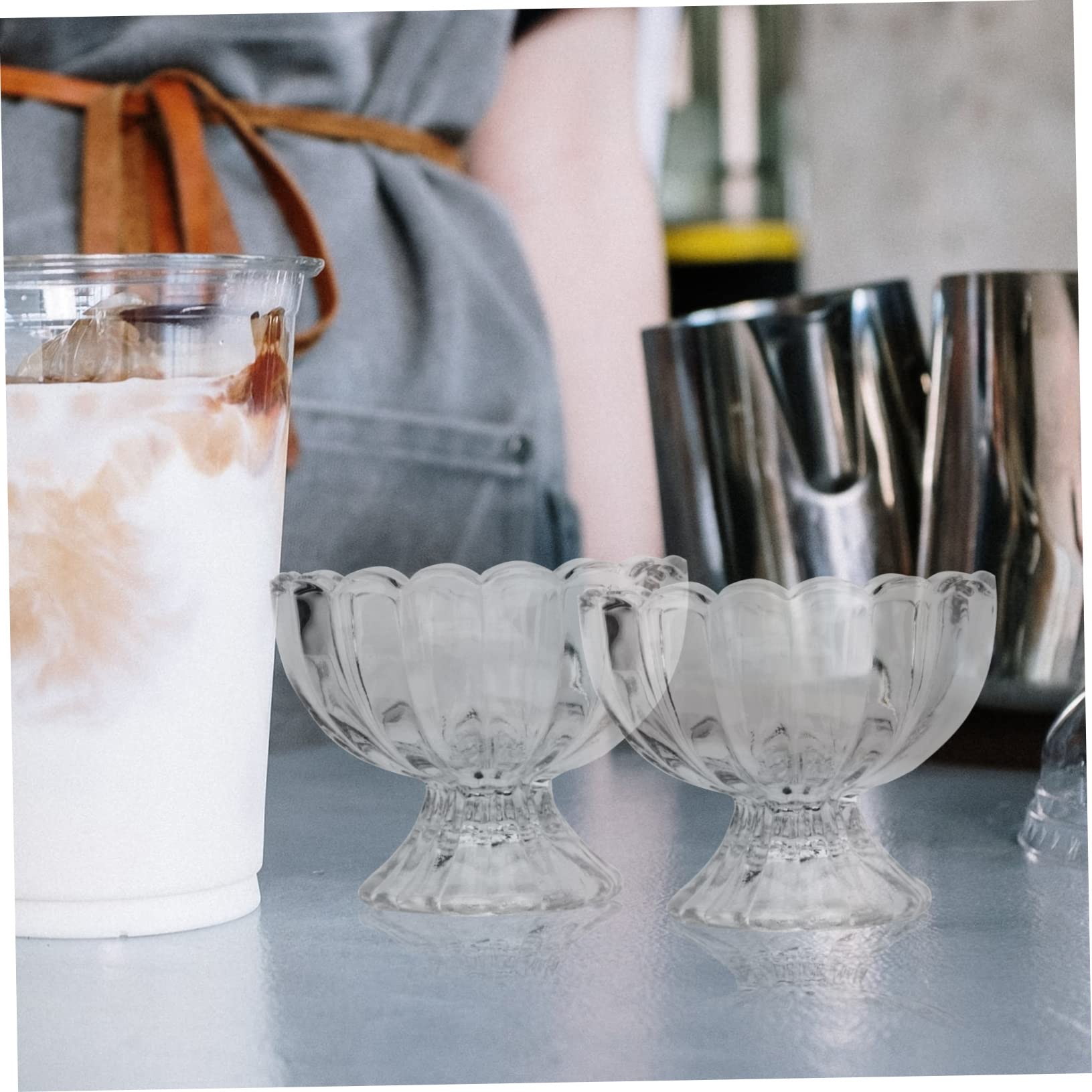 PRETYZOOM 5piezas Tazón de Pudín de Helado Taza de Vidrio Transparente Taza de Loto para Helado y Pudín Fiestas o Desayunos