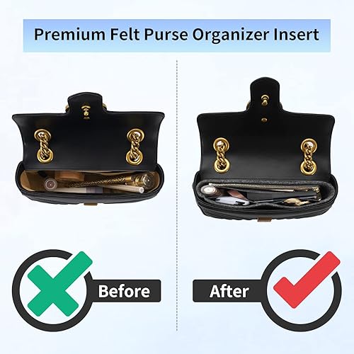Miniatura 4 de LOUKAYCCI Organizador de fieltro para bolso con cremallera, bolsa de hombro GG Marmont Matelasse, bolsa organizadora para mujer, bolsa de