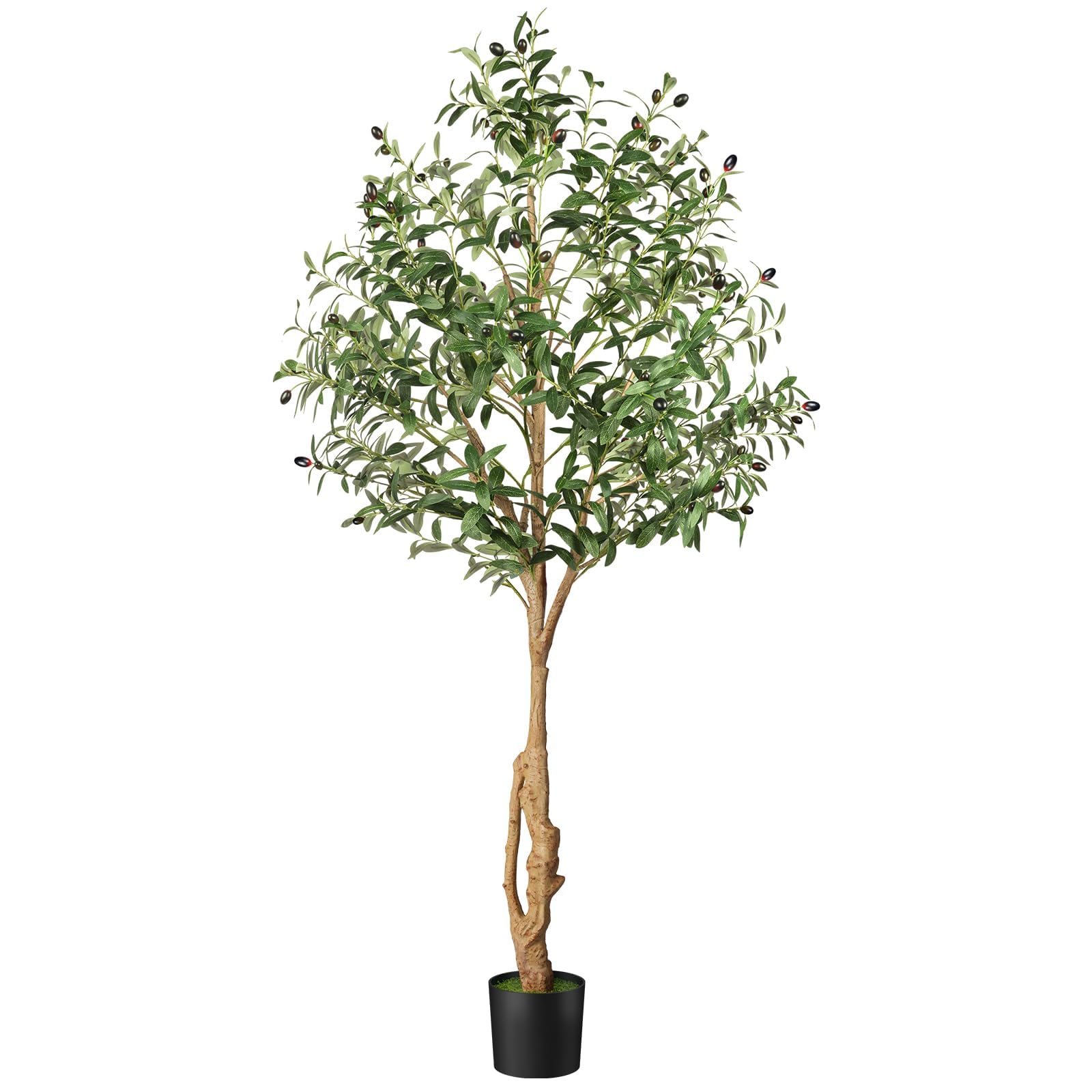 artificial olive trees 6ft, faux faux olive tree indoor with realistic tall fake plant tree trunk and fruits,olive branches silk plants for home room office decor and housewarming gift