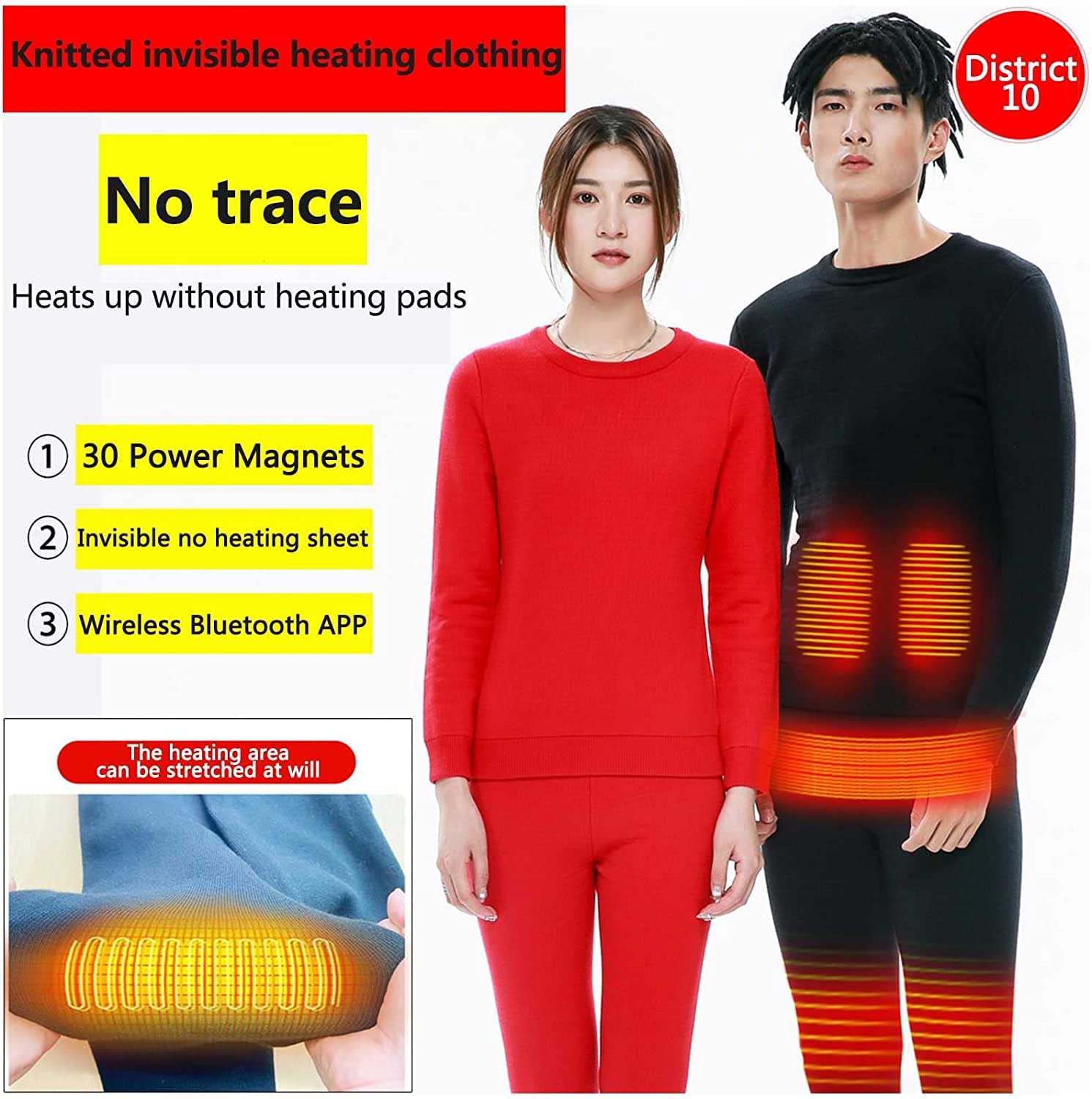 Electric Heated Thermal Underwear Set For Men And Women ,Electric Body Warmer Heated Thermal - View #2