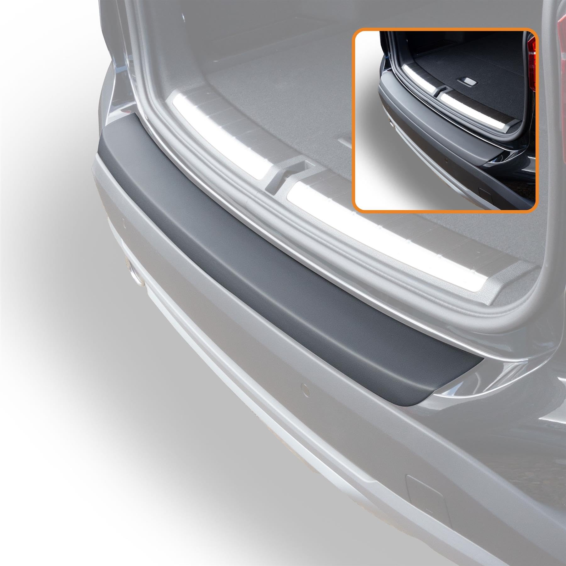 Travall Car Trunk Bumper Protector Compatible with BMW X1 F48 (2015-2022) Except M-Sport - Vehicle-Specific Black Smooth Plastic Bumper Protection Against Scuffs and Scratches