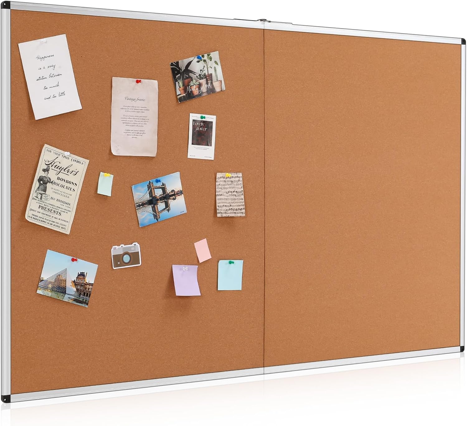 Large Cork Bulletin Board 60 x 36 Inch Cork Boards with Pins Decorative Big Wall Wood Framed Notice Blackboard for Home School Office Walls