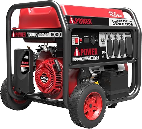 A-iPower AP10000E 10000W Electric Start Portable Gas Generator, 420cc OHV Engine for Home, Jobsite, Emergency Power