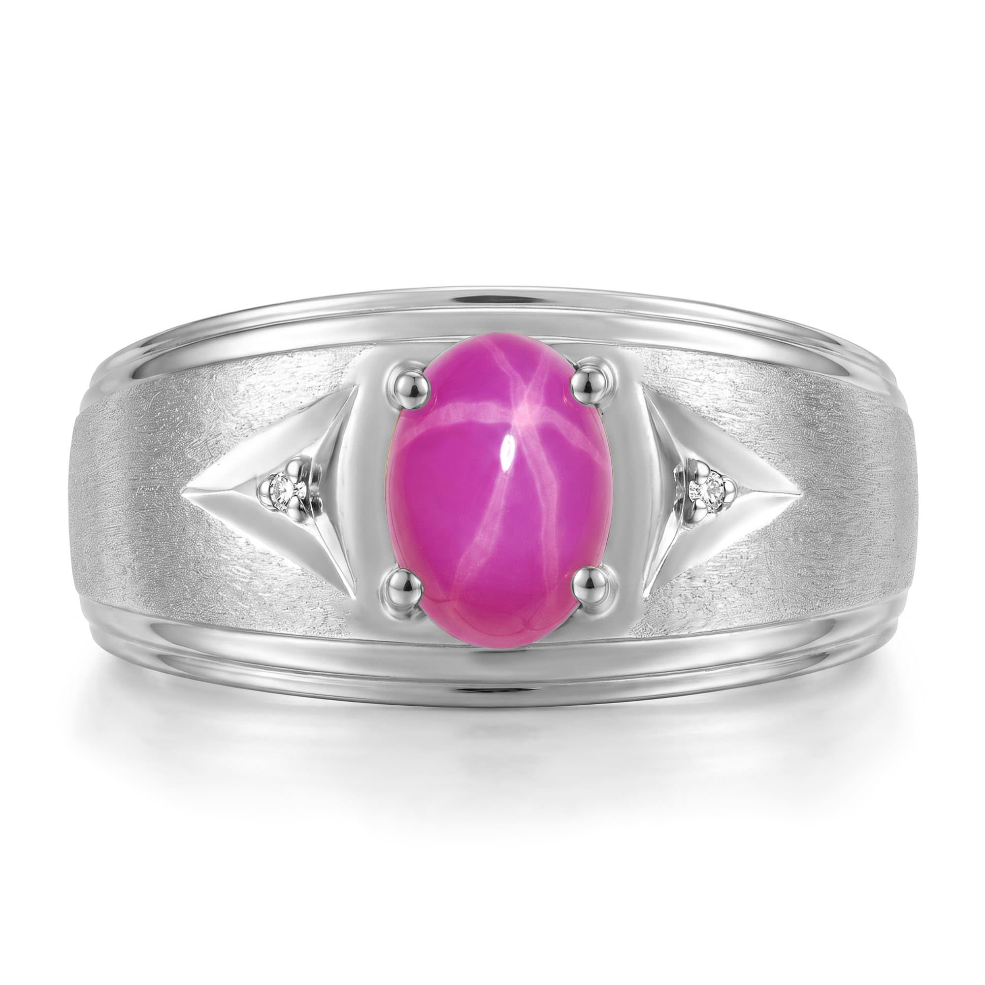 Rylos Men's Rings Classic Design 8X6MM Oval Gemstone &amp; Sparkling Diamond Ring - Color Stone Birthstone Rings for Men, Sterling Silver Rings in Sizes 8-13. Elevate Your Style with Timeless Elegance!