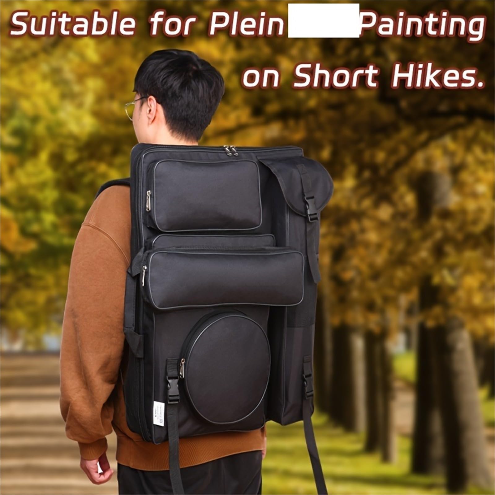 Portafolio de artista, Estuche de portafolio arte, mochila for pintura bocetos, tablero dibujo, caballete for artistas al aire libre, negro y gris(Grey)