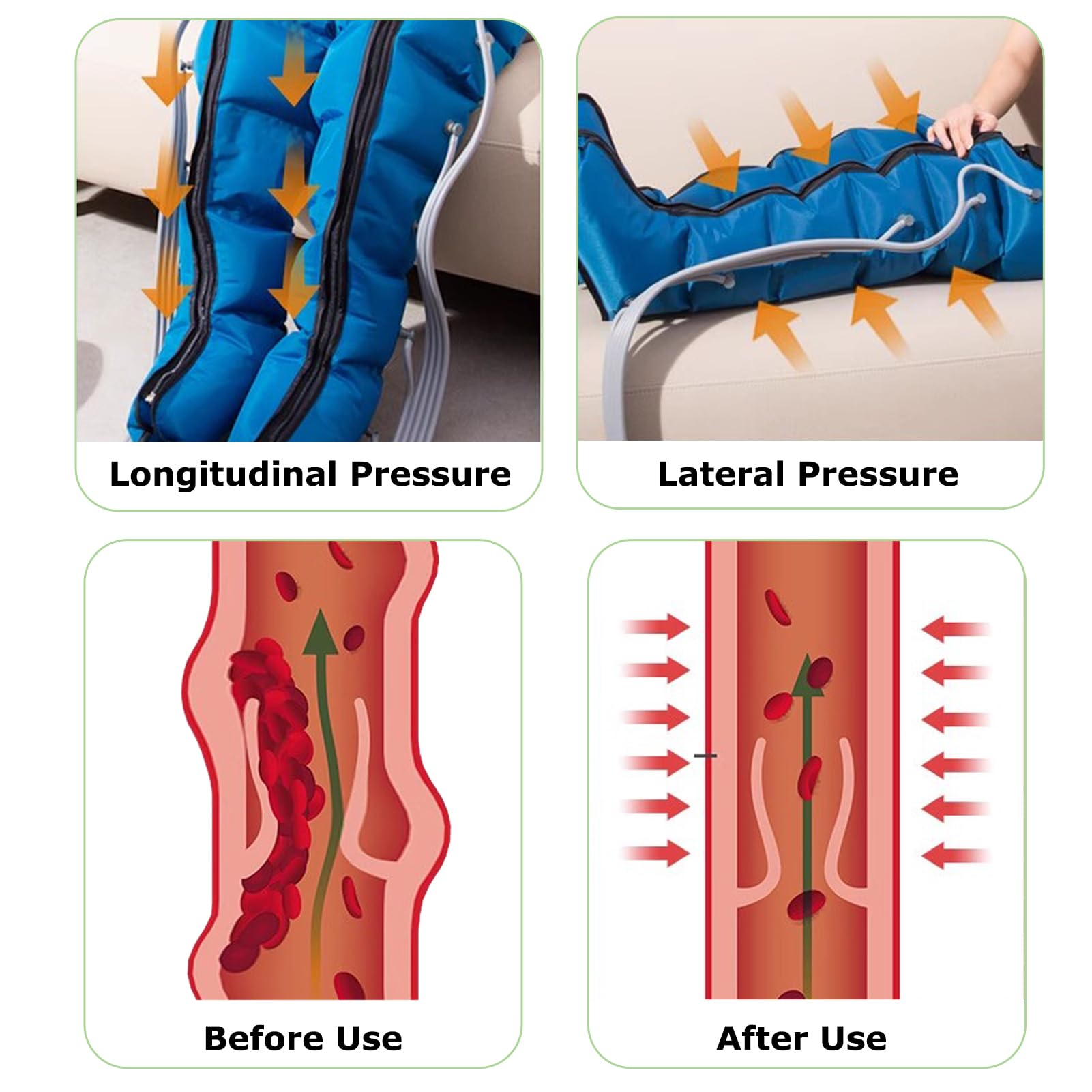 Pressoterapia Linfodrenaggio Professionale, 6 Camere Pressoterapia Per Casa, Apparecchio Massaggiatore Gambe Drenaggio Linfatico, Pressione & Durata Regolabili, Per Relax Quotidiano