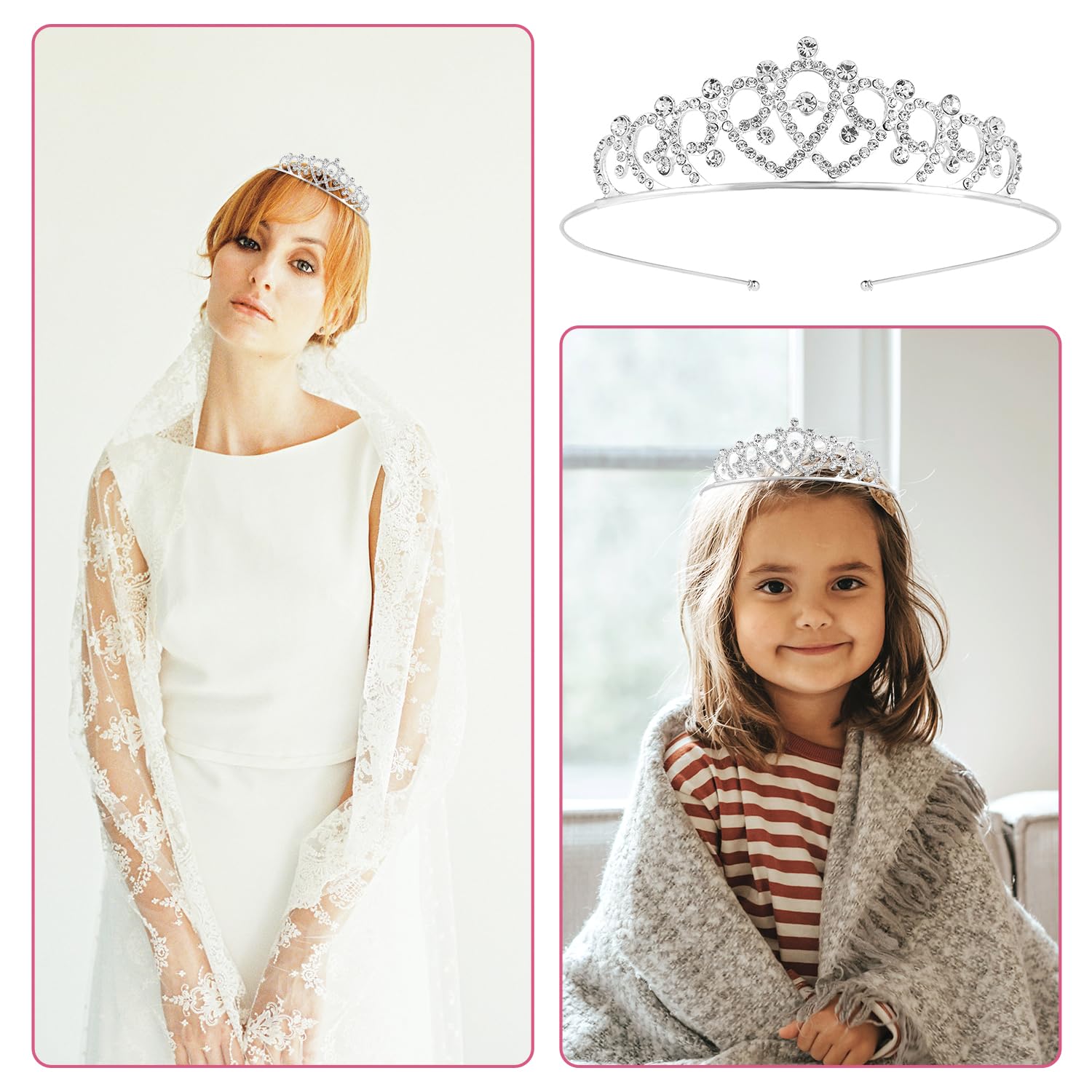 LUTER 6pcs Couronne Rose Princesse, Diadème Cristal Diadème en Cristal pour Femmes Diadèmes de Princesse pour les Filles Anniversaire Fête Mariage Bal Pageant