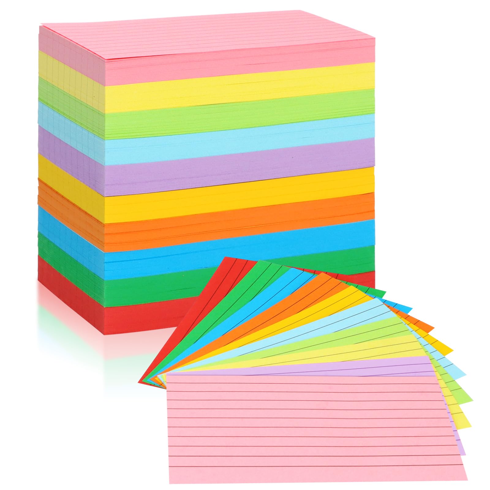 Tecmisse Index Cards 3 x 5 Colored, 600 PCS Colorful Flash Index Card, Note cards, Study Cards, Flash Cards for Studying, Taking Notes, To Do List, 10