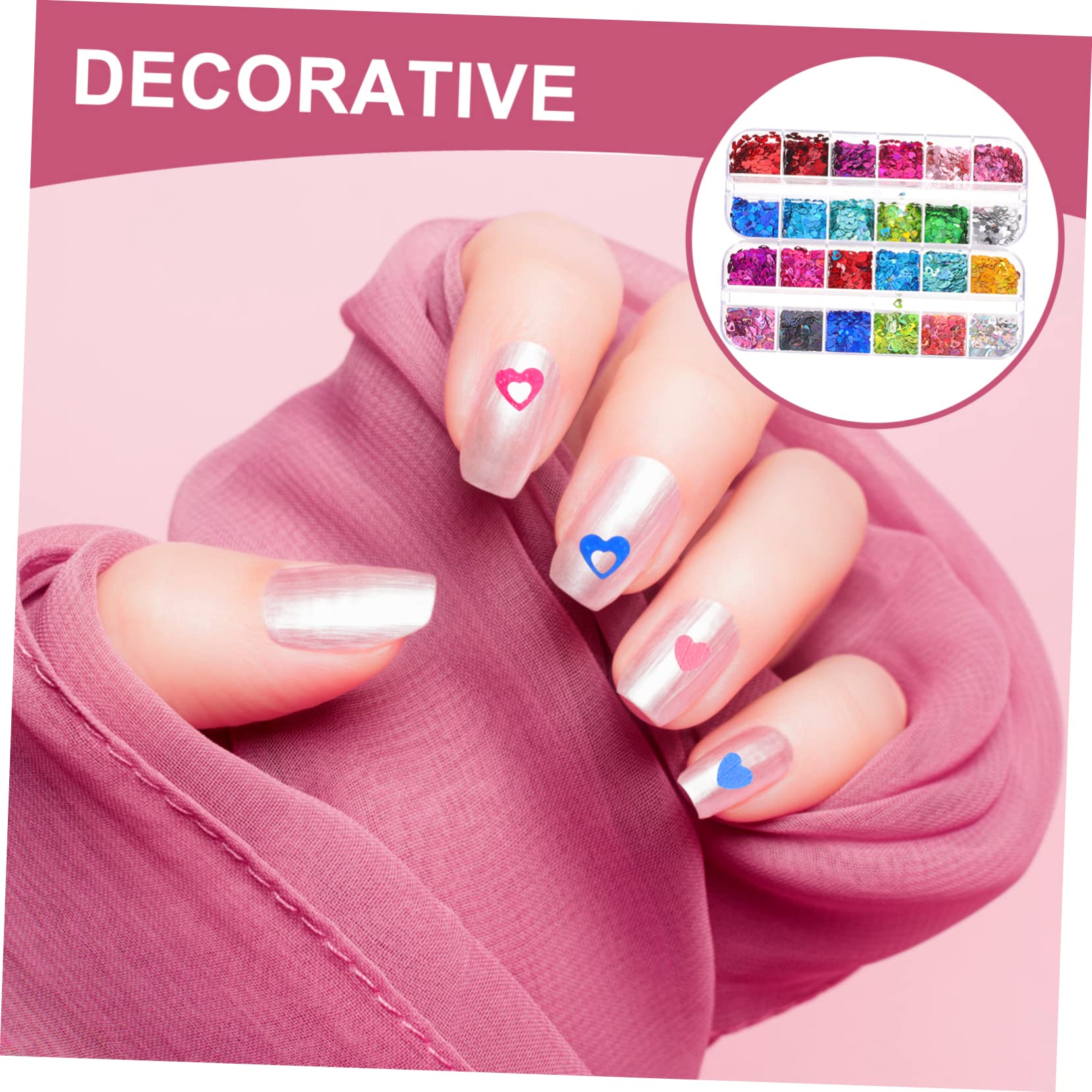 FOMIYES Makeup Glitter Sequins Decors Nail Art Heart Sequins Manicure Decors Nail Salon Accessories