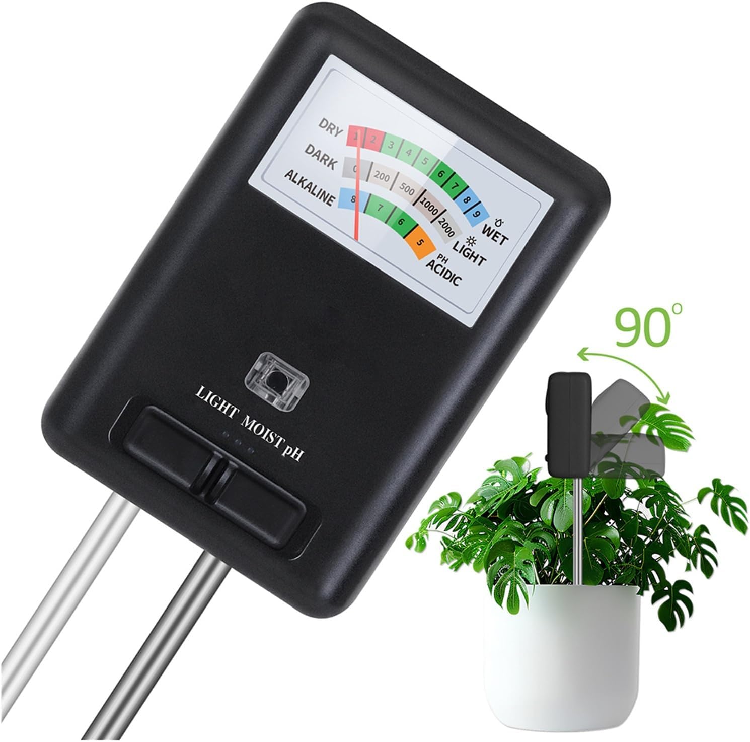 3in1 Soil Tester Kit Moisture/PH/Light Tester for House Plants Hygrometer Sensor Analyzer(White)