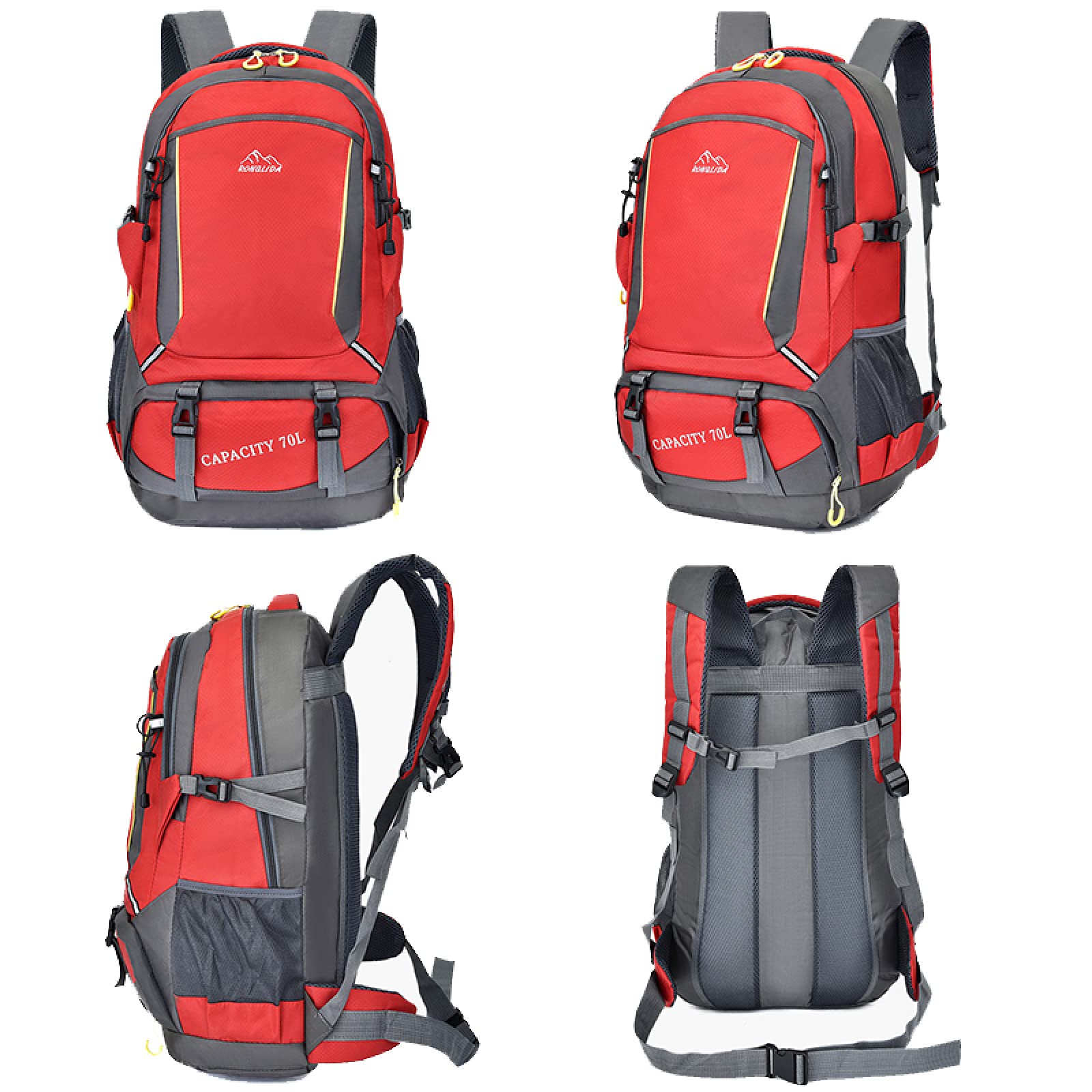 Zaino da viaggio in nylon impermeabile unisex da 70 litri Borsa da viaggio per escursionismo Zaino da campeggio per alpinismo all'aperto