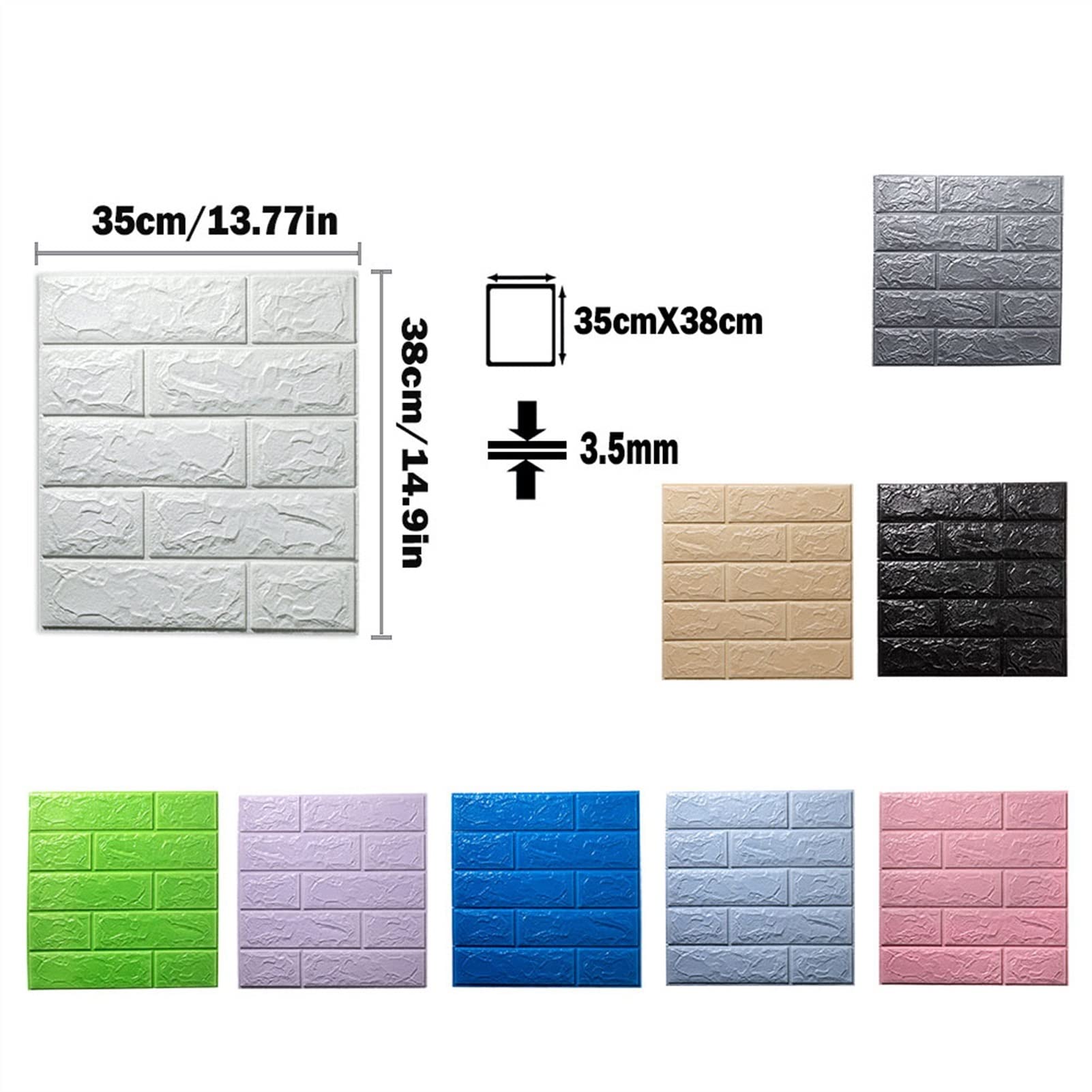 Samoprzylepne cegły, samoprzylepne panele ścienne z pianki PE 3D 35 x 38 cm wielokolorowe opakowanie 20 szt. (czarny)