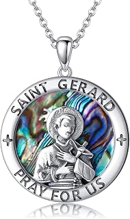 S925 Sterling Silver St. Dymphna/St Gerard/Santa Muerte/Saint Michael Necklace Saint Necklace Round Religious Jewelry For Women Men Christmas Gift