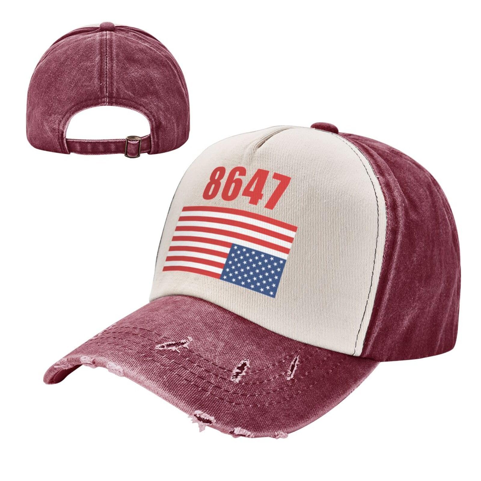 CMNNPAJKKL 8647 Hat Fashion Cowboy Hat Upside Down American Flag Dad Cap Dark Red