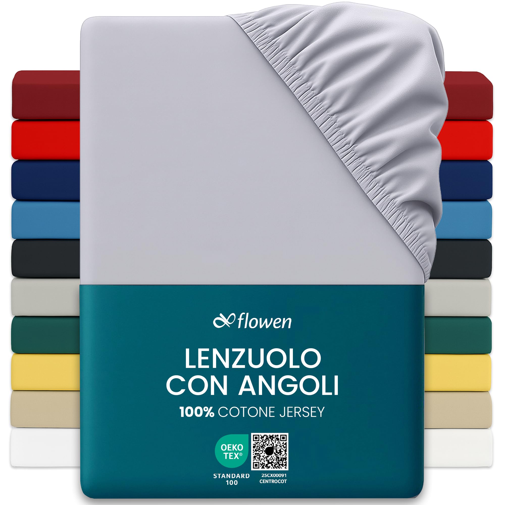 Lenzuola con Angoli Matrimoniale 160x190 cm Grigio Chiaro in 100% Puro Cotone per Materasso fino a 30cm Tessuto Anti-Acaro e Traspirante di Alta Qualità Morbido Durevole e Lavabile in Lavatrice