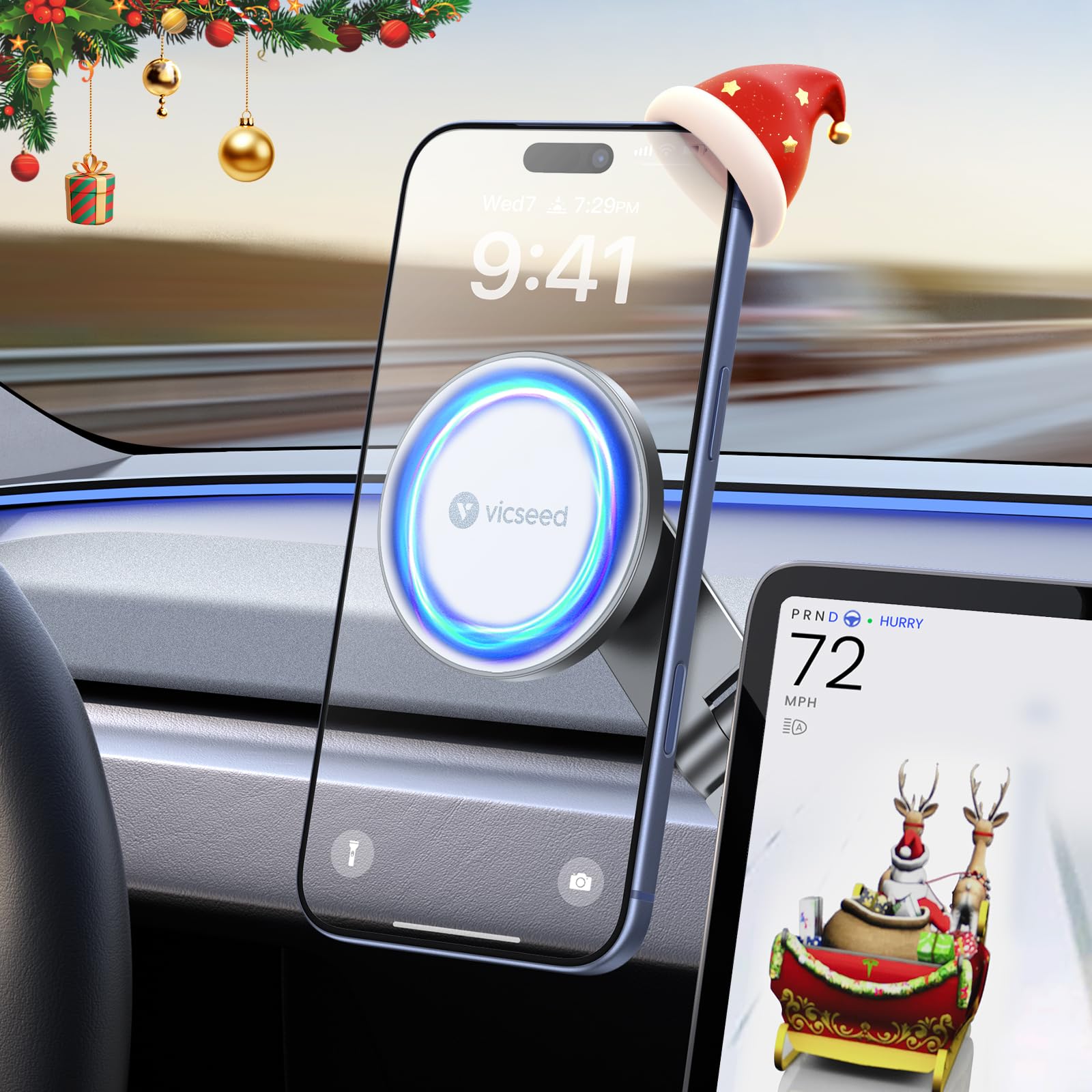 VICSEED phone holder for model 3 model Y, foldable phone holder hidden for all phones and model 3 accessories, model Y accessories