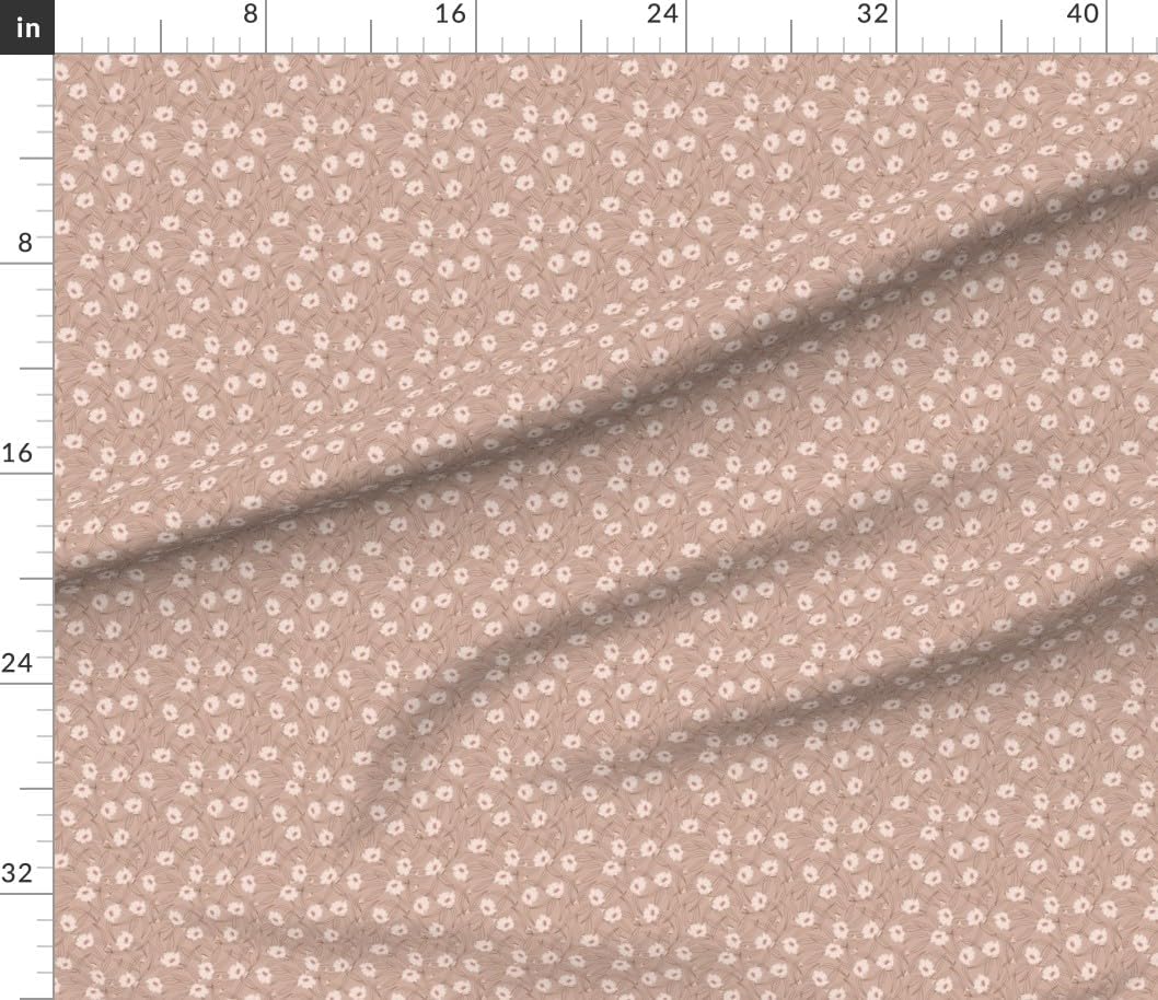 Spoonflower Fabric - Rustic Floral Mauve Pink Pinky Brown Small Scale Wildflowers Printed on Petal Cotton Fabric Fat Quarter - Sewing Quilting Apparel Crafts Decor