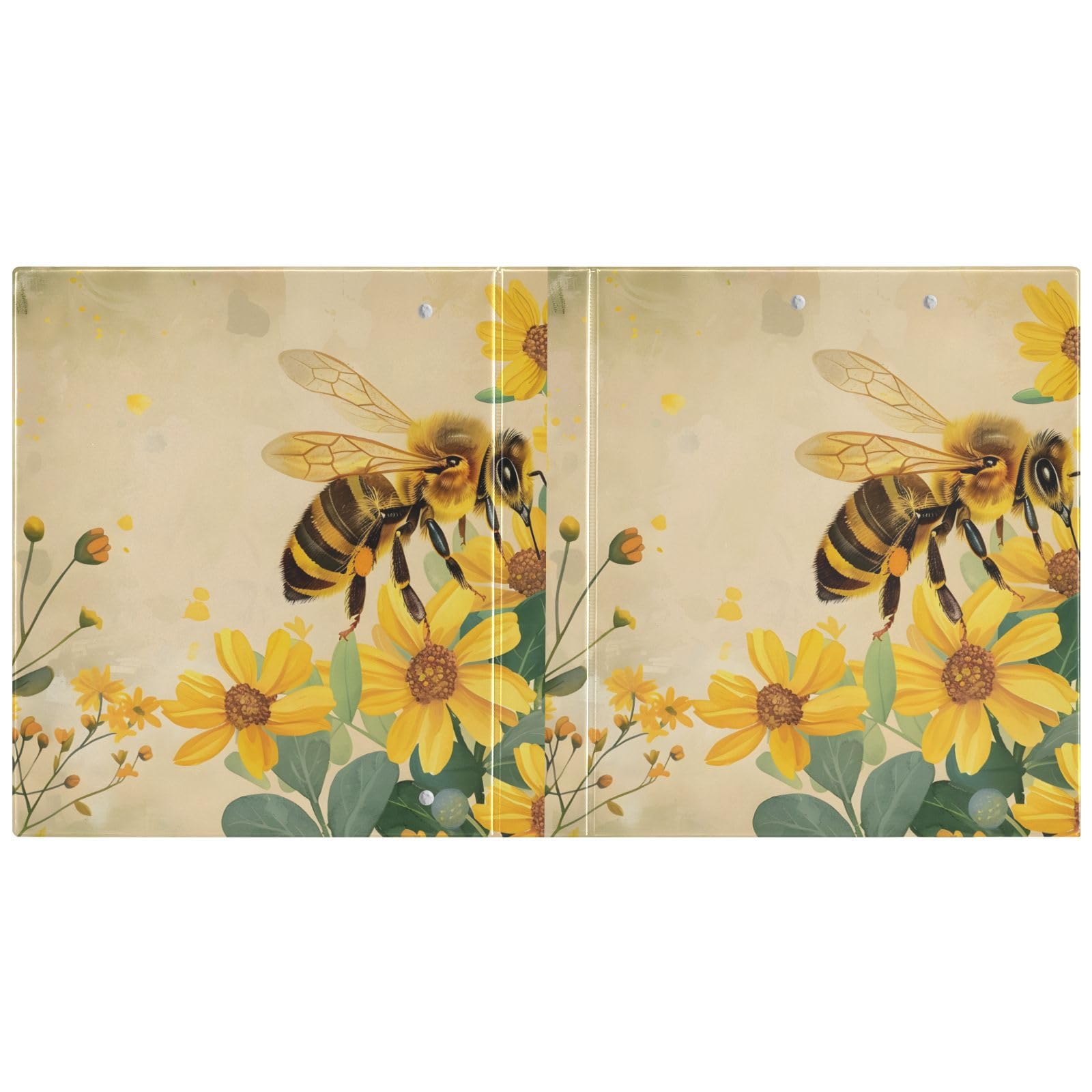 3 Ring Binder, Vintage Flower Honey Bee File Folder Holds 200 Sheets File Storage for Women Men School Office Supplie - Image 2
